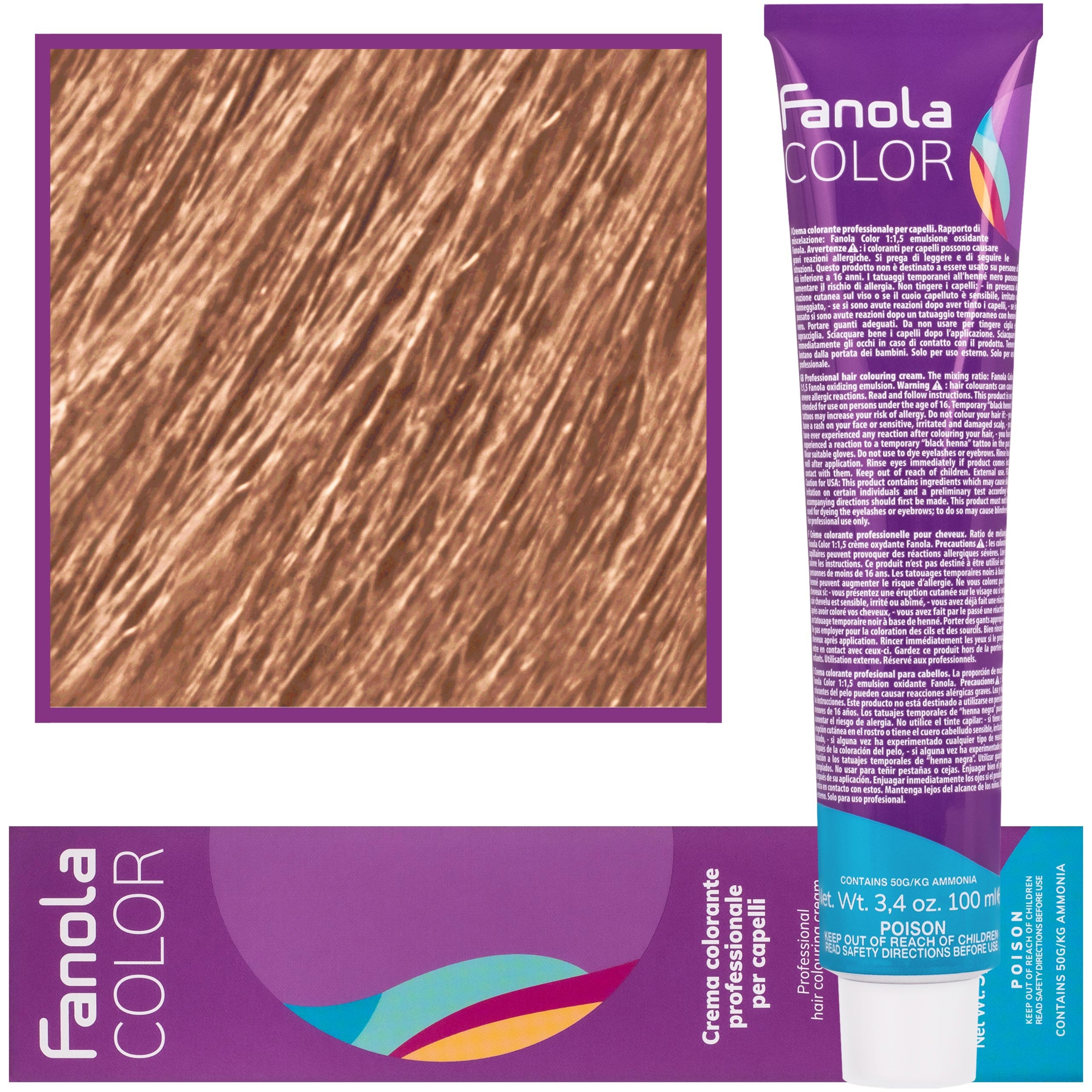 Fanola Crema Color farba – profesjonalny krem koloryzujący, 100 ml 10.41 | Platynowy Miedziany Popielaty Blond