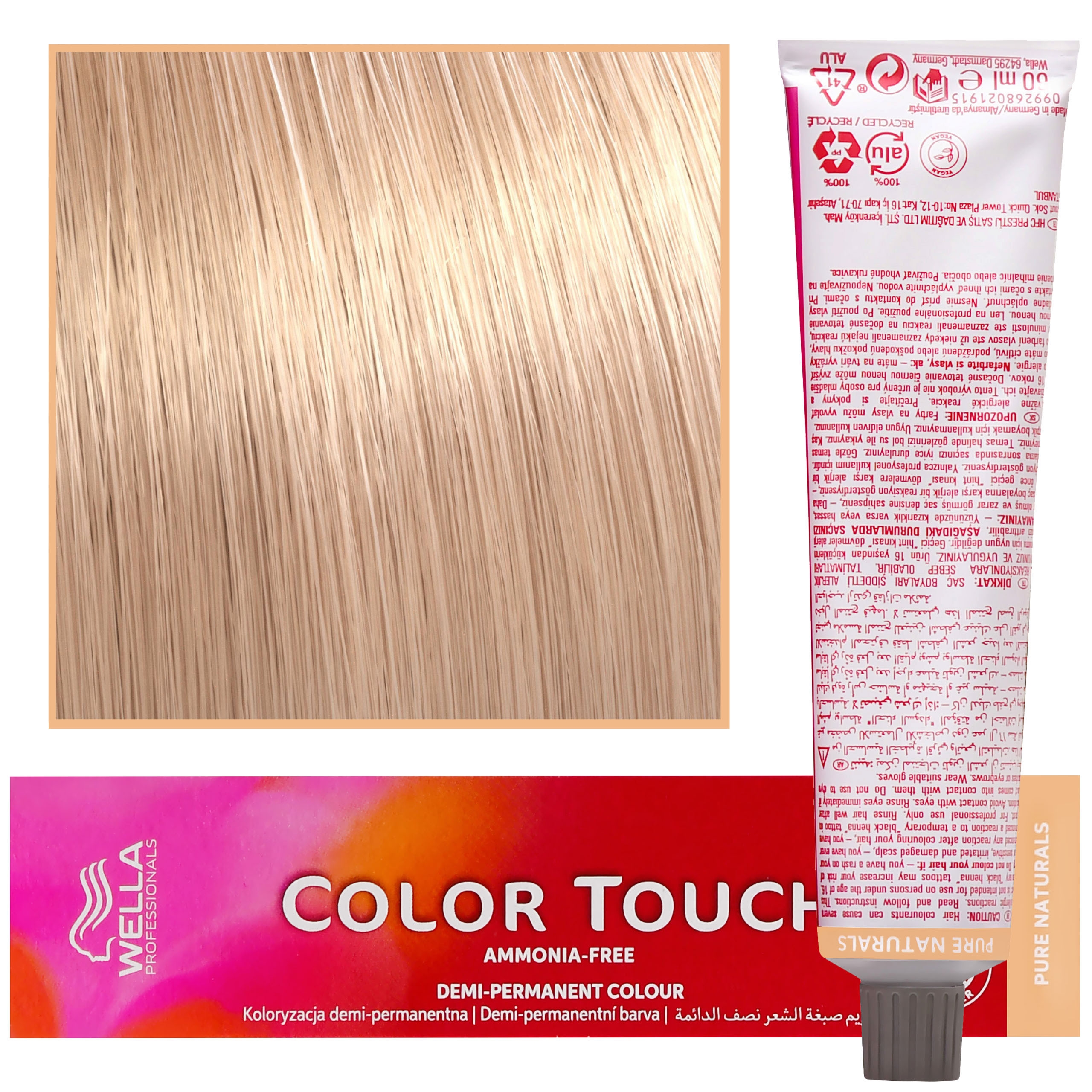 Image of WELLA COLOR TOUCH profesjonalna farba do włosów 60 ml 10/05 Najjaśniejszy Blond Naturalny Mahoniowy