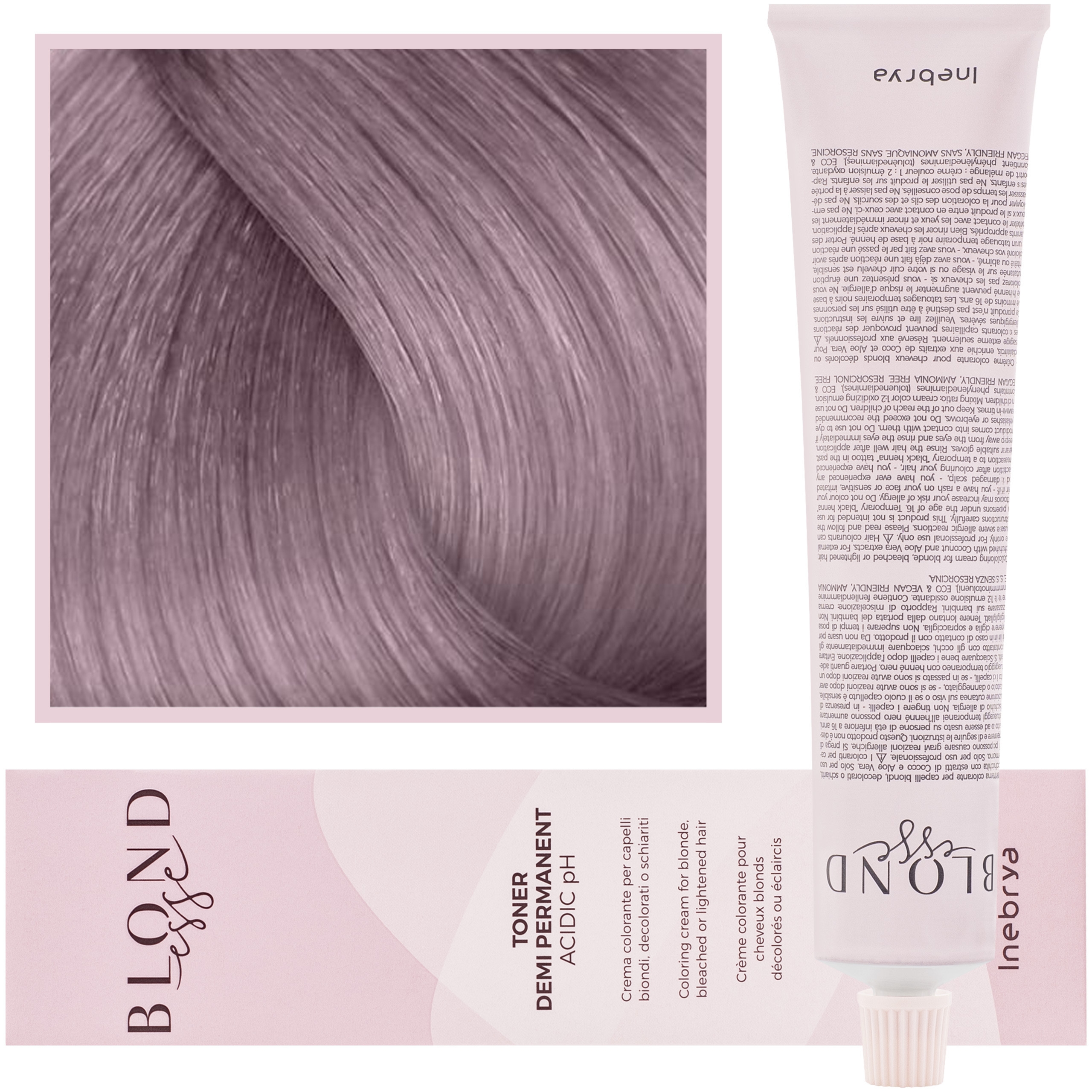 Inebrya Blondesse Toner – toner do włosów, neutralizujący żółte refleksy, 100ml DT06 | Pudrowy Różowy Perłowy