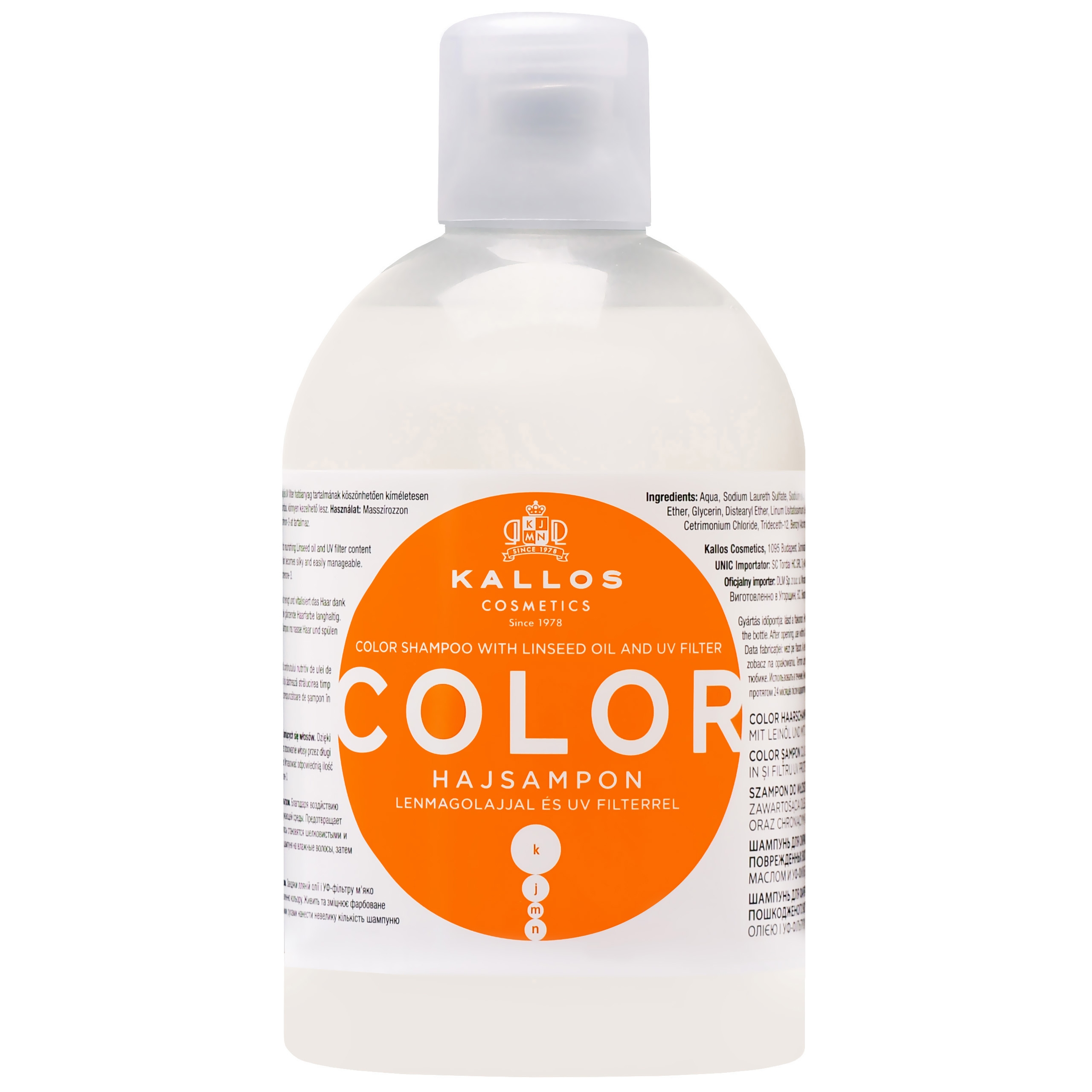 Image of Kallos Color Linseed Oil UV Shampoo - szampon do włosów farbowanych z filtrem UV, 1000ml