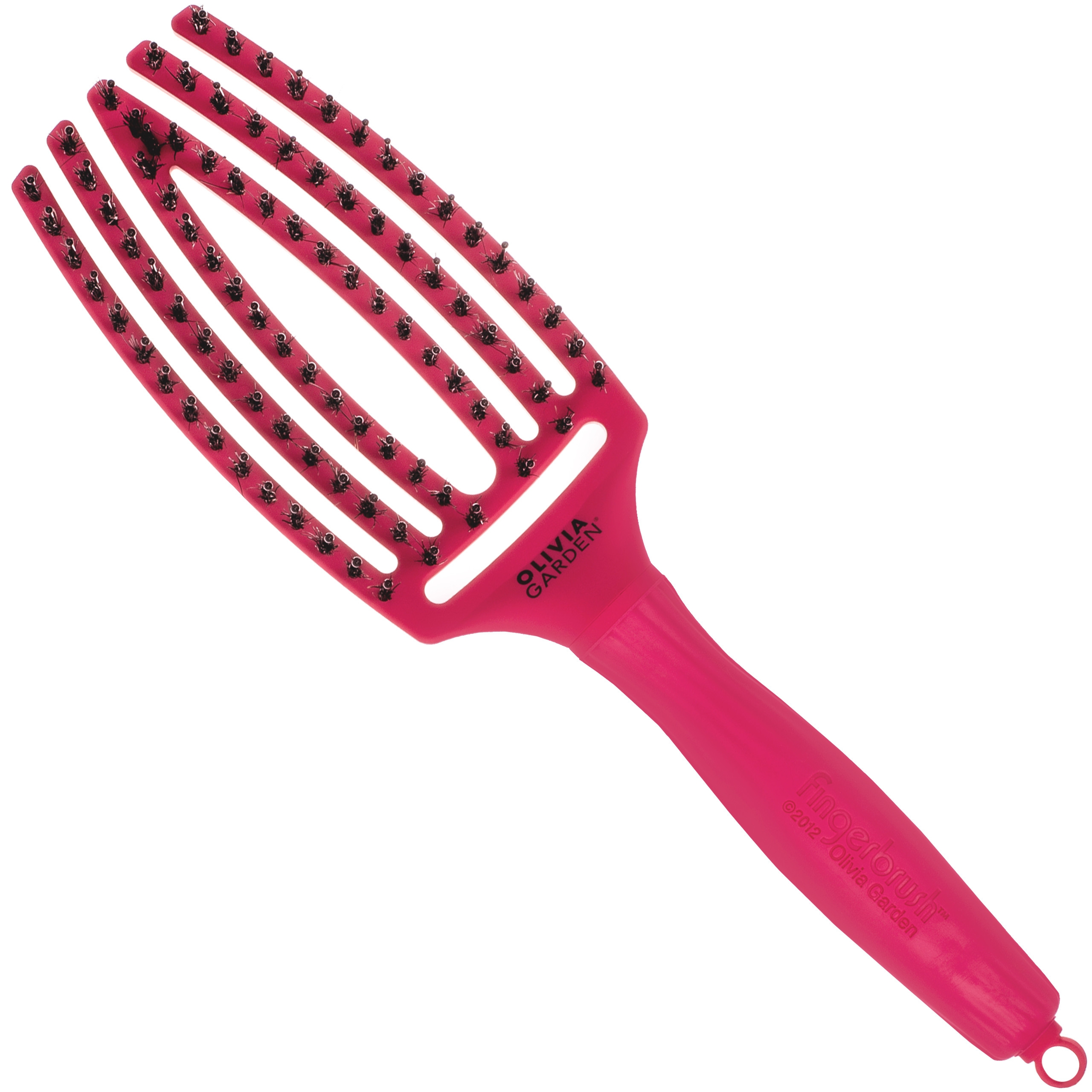 Image of Olivia Garden Finger Brush Combo Medium, szczotka z włosiem dzika do rozczesywania, różne kolory Hot Pink | Intensywny Róż