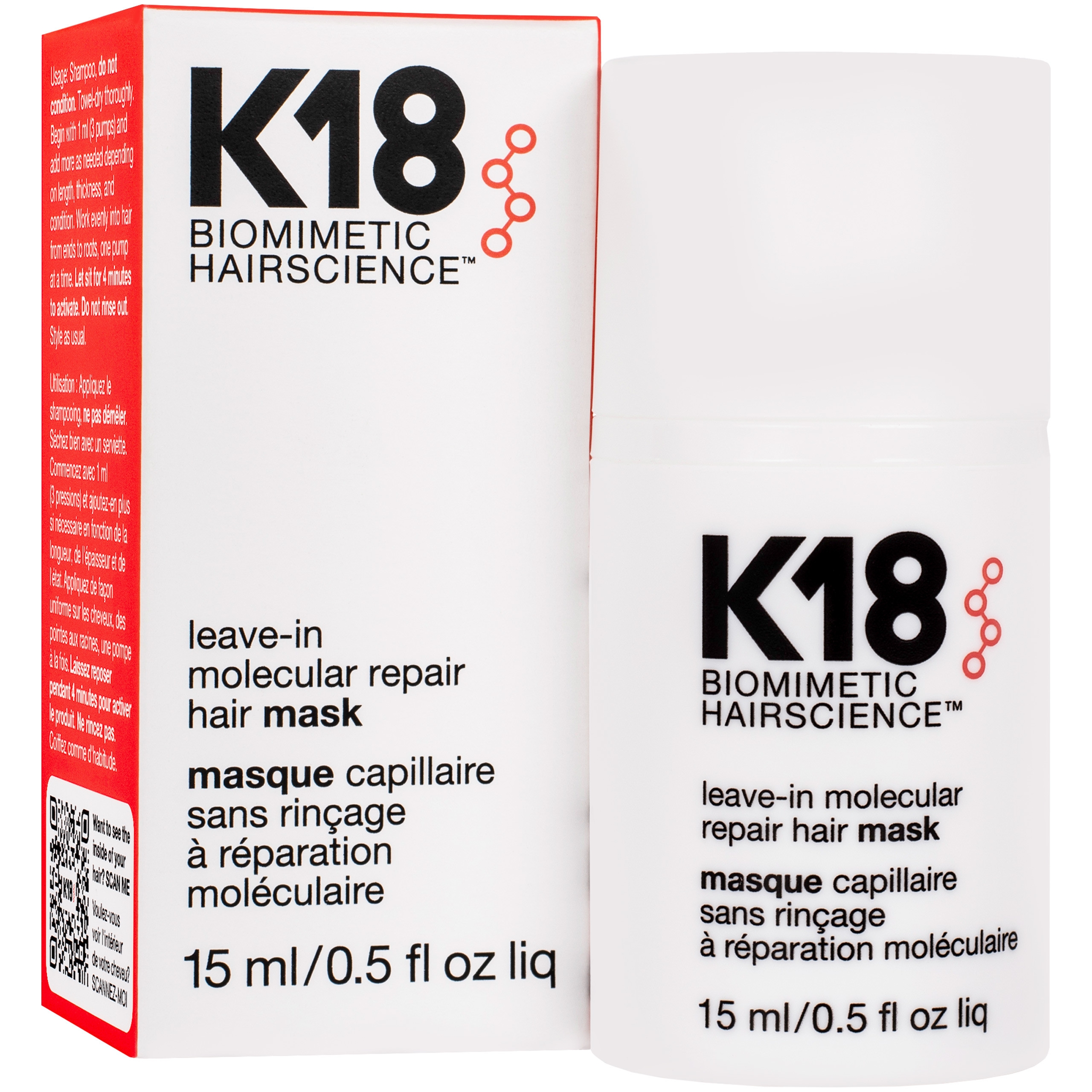 Image of K18 Leave-in Molecular Repair Hair Mask - odbudowująca maska bez spłukiwania, 15ml