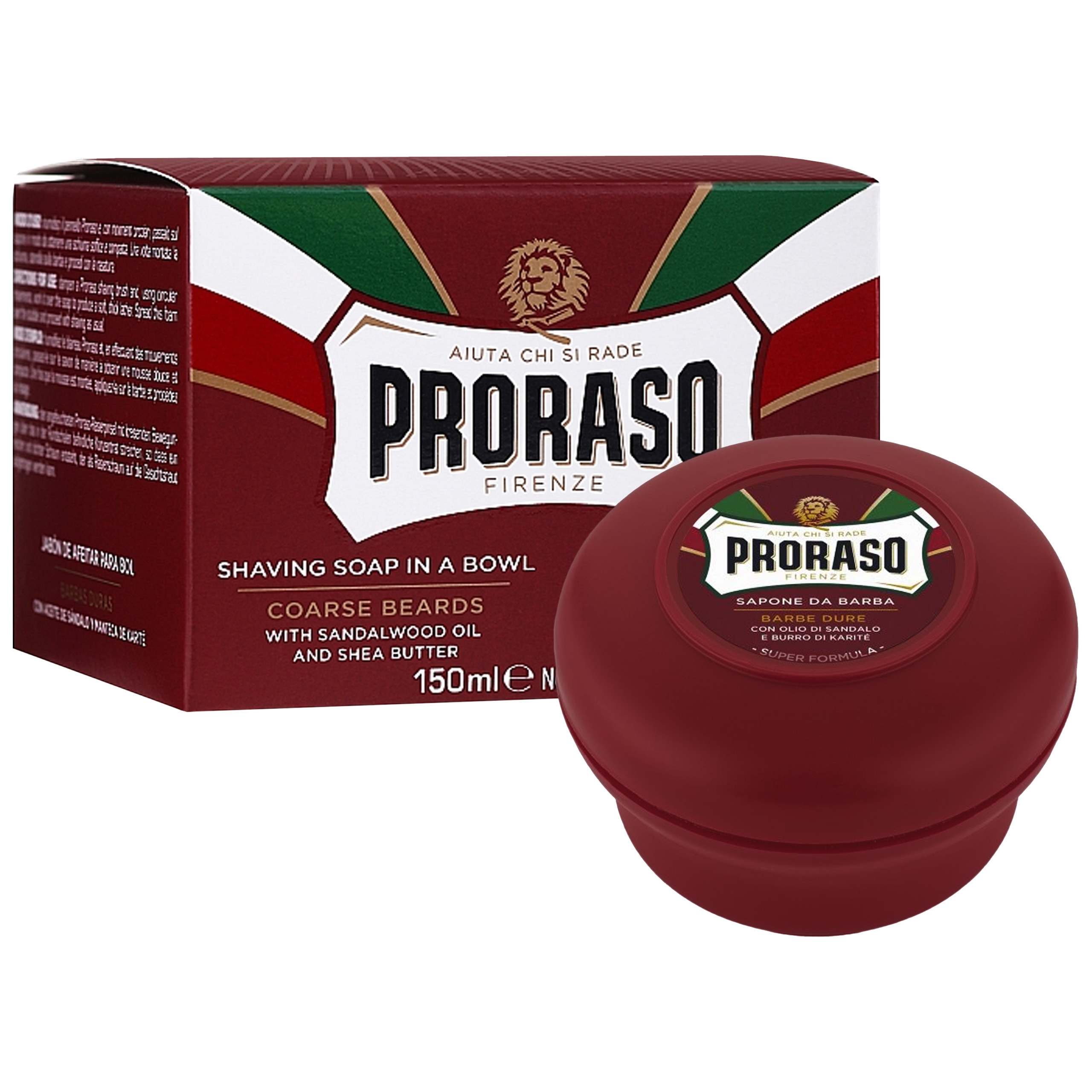 Image of Proraso Coarse Shaving Soap Jar - mydło do golenia drzewo sandałowe i masło shea, 150ml