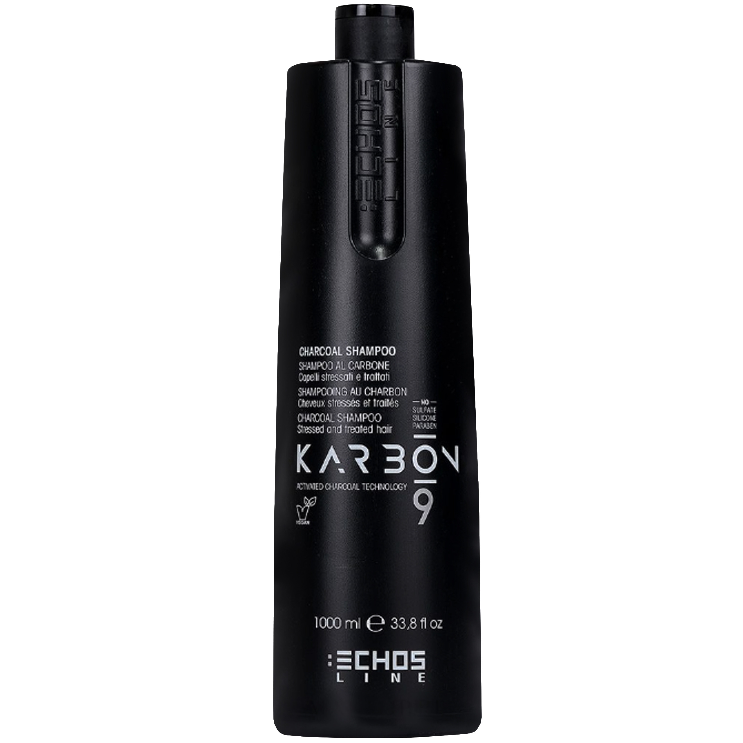 Image of Echosline Karbon 9 Charcoal Shampoo - szampon do włosów zniszczonych z węglem, 1000ml