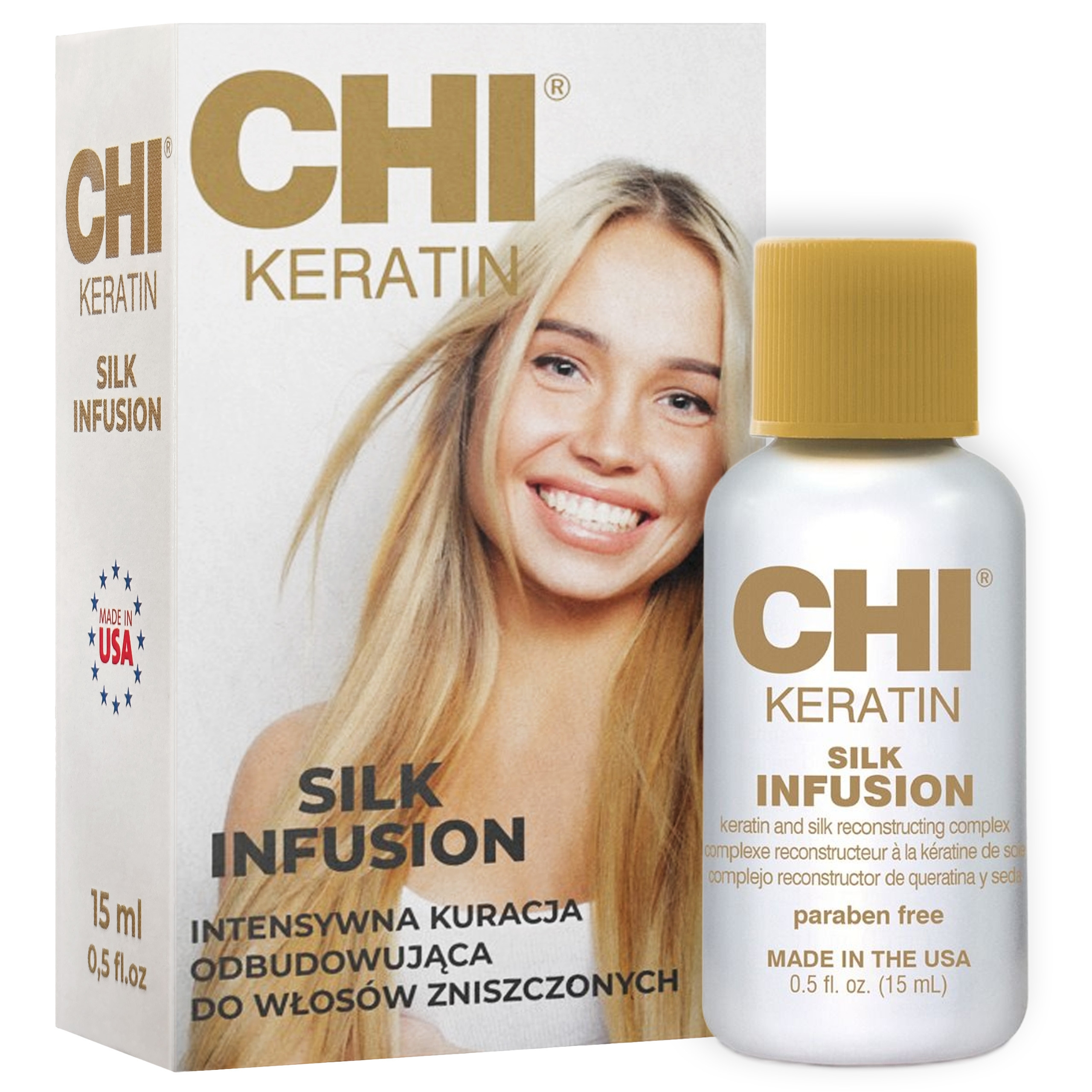 Image of Chi Keratin Silk Infusion - serum do włosów z keratyną, 15ml