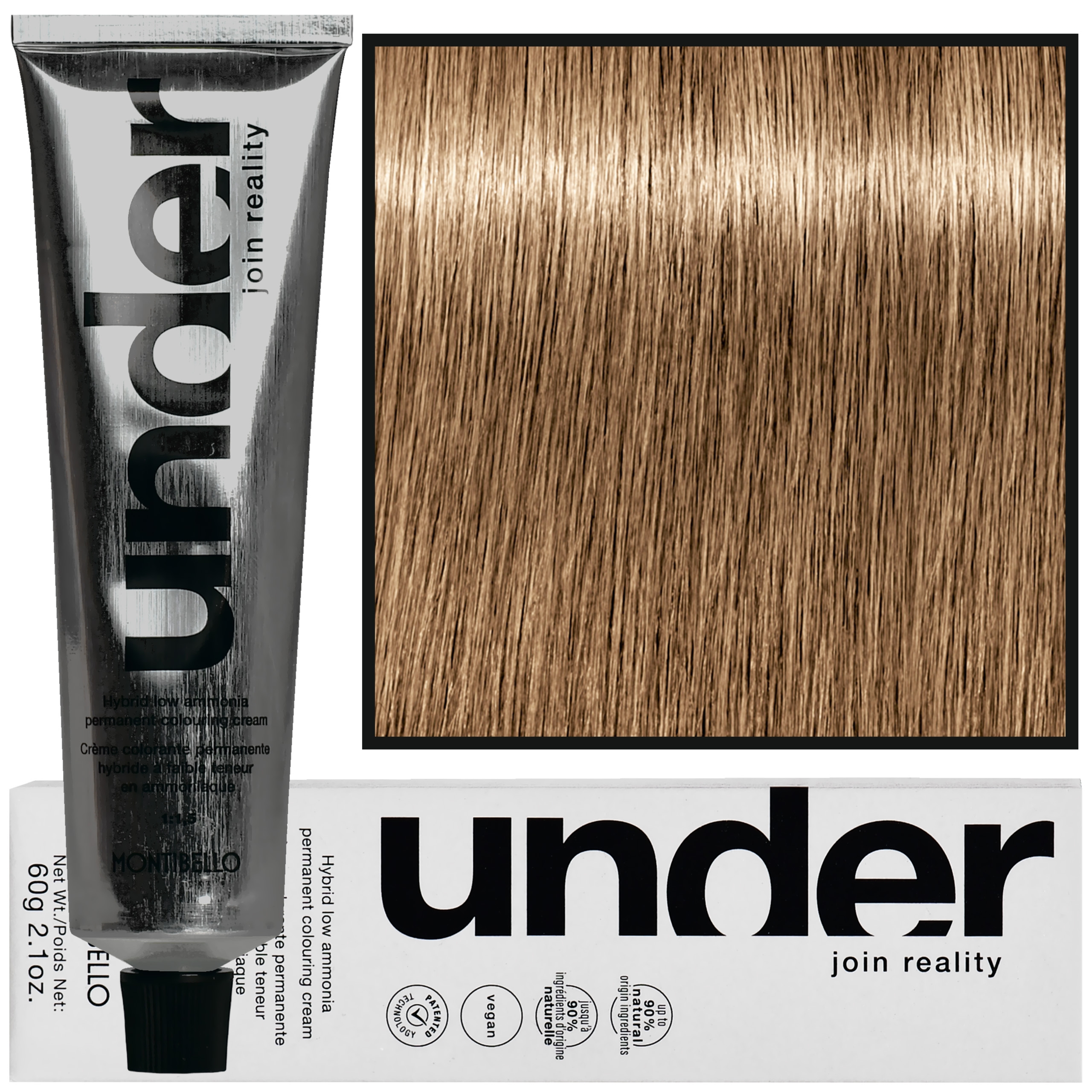 Montibello Under – profesjonalna farba do włosów, 60ml 8.61 / 8BA | Jasny Blond Brązowo-Popielaty