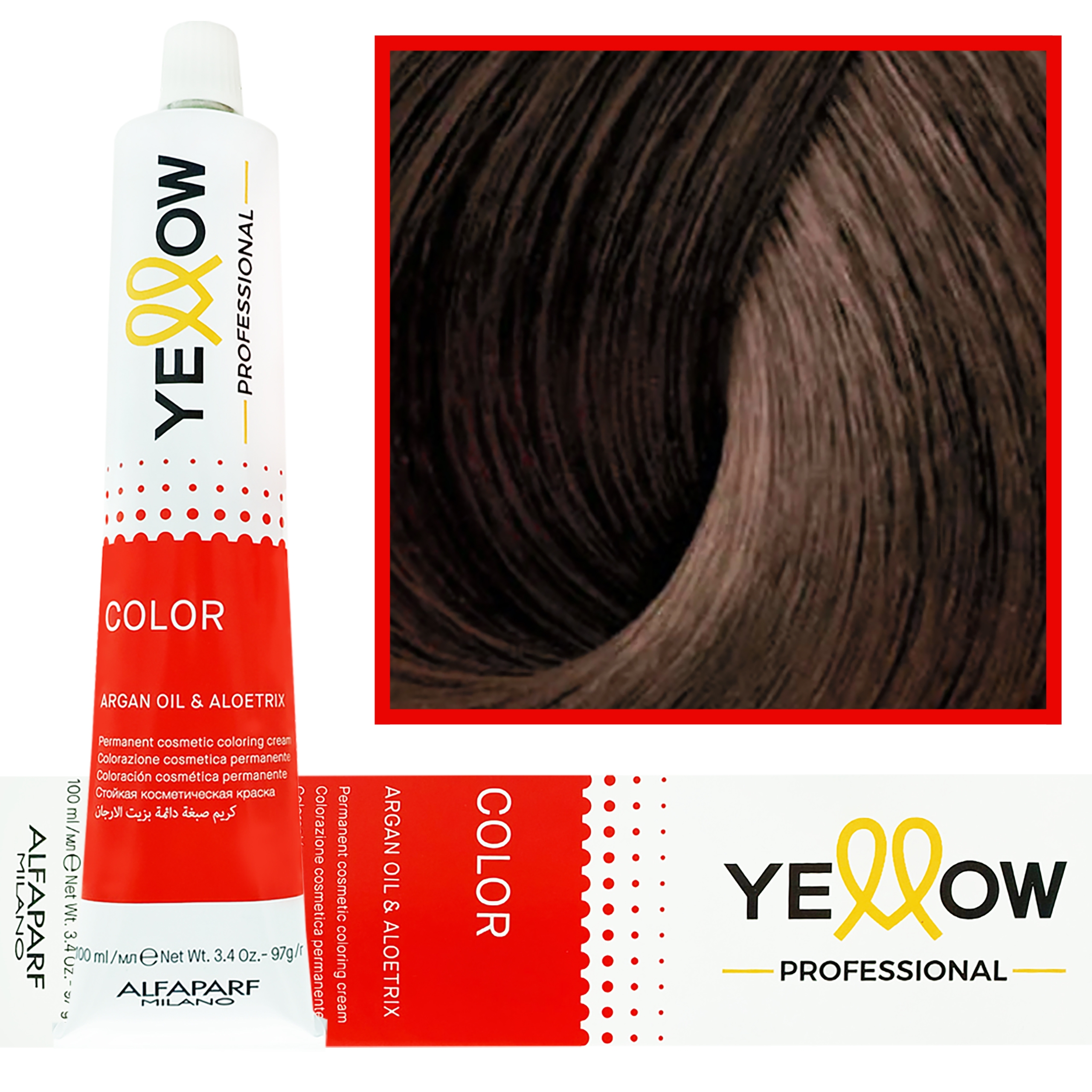 Alfaparf Yellow – trwała farba do włosów z aloesem i kiełkami pszenicy, 100ml 7,13 | Średni Popielaty Złoty Blond