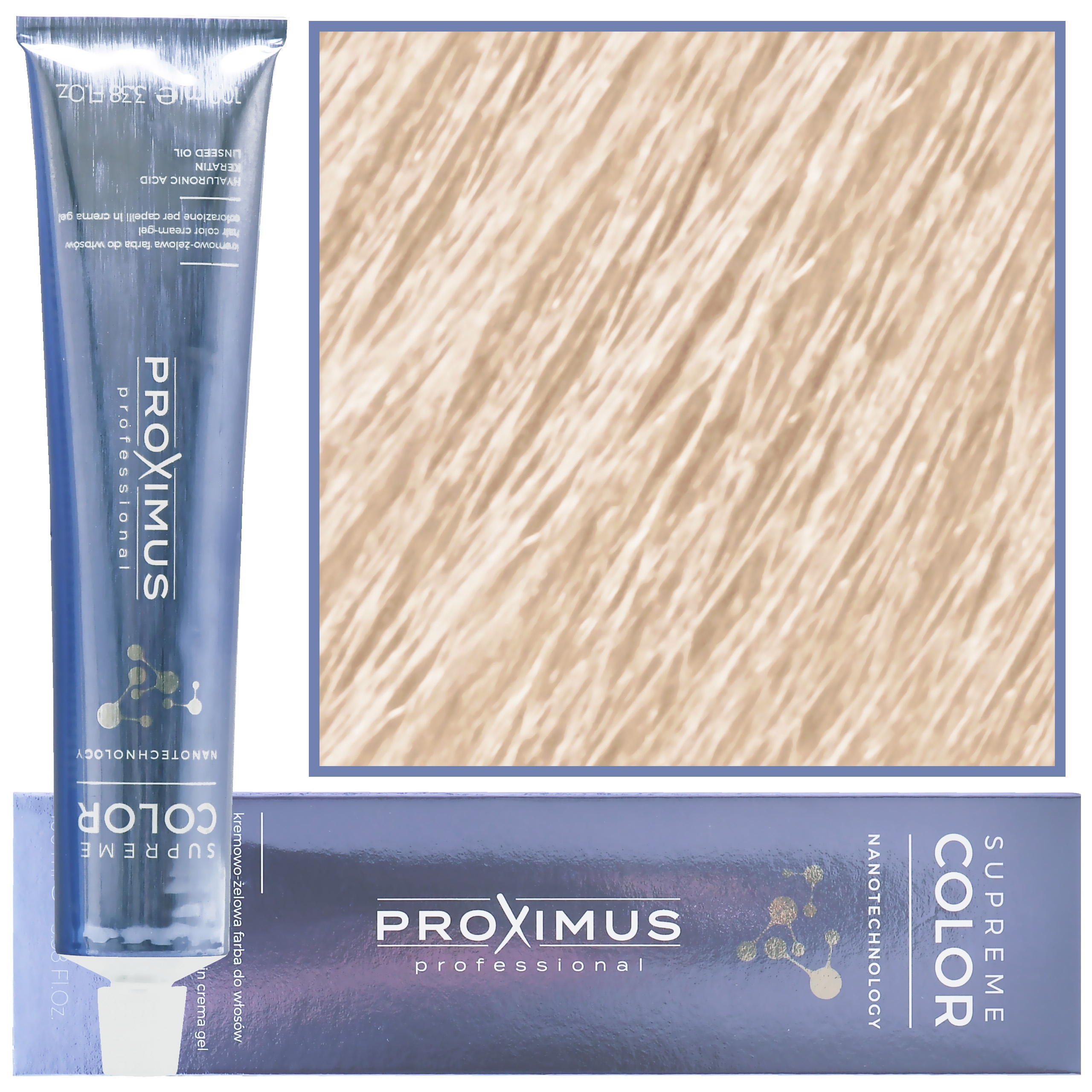Image of Proximus Supreme Color Nanotechnology – profesjonalna farba do włosów z kwasem hialuronowym, 100ml 12R | Super Rozjaśniający Wzmacniacz