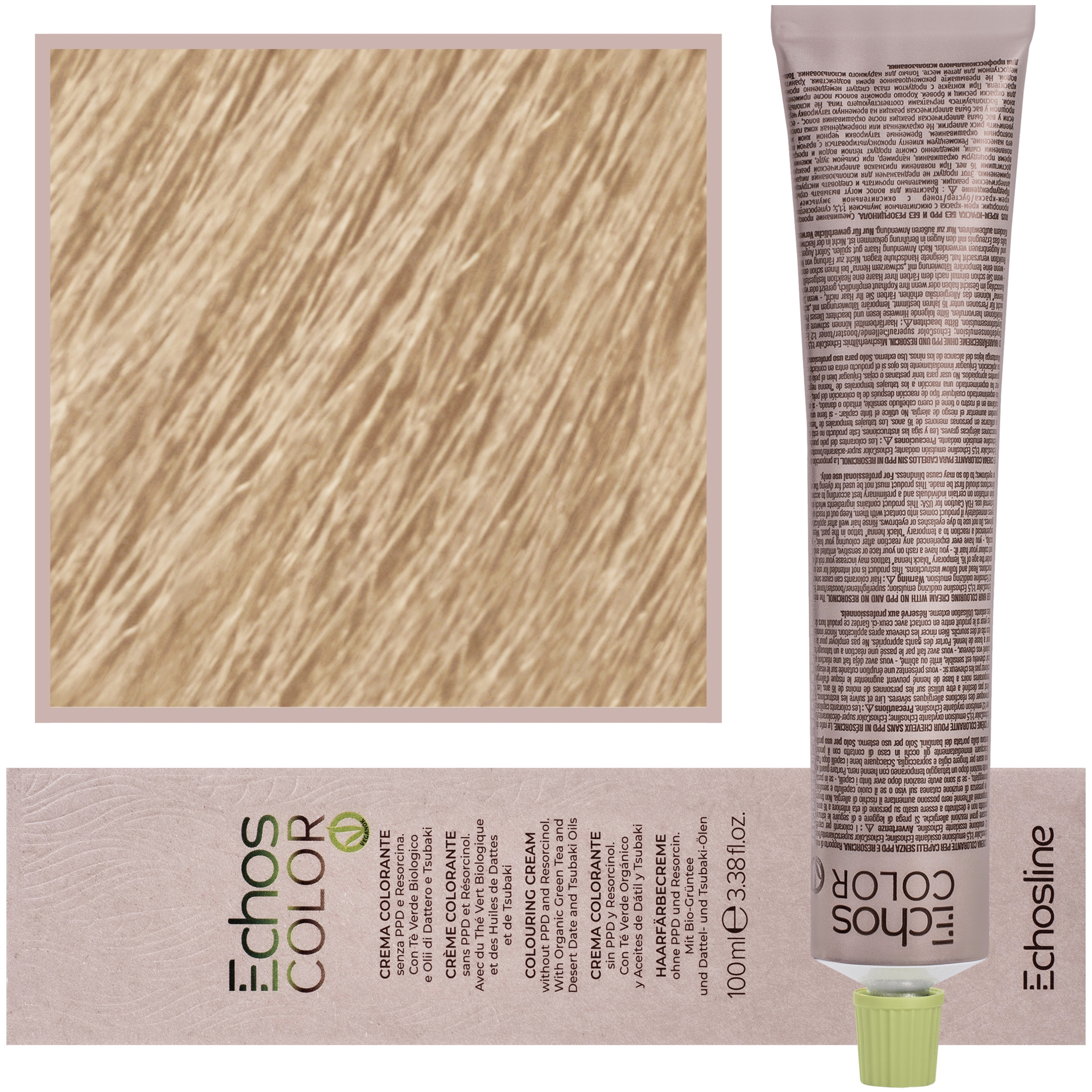 Echosline Echos Color Colouring Cream – wegańska farba do włosów, 100ml 9,03 | Bardzo Jasny Blond Naturalny Złoty
