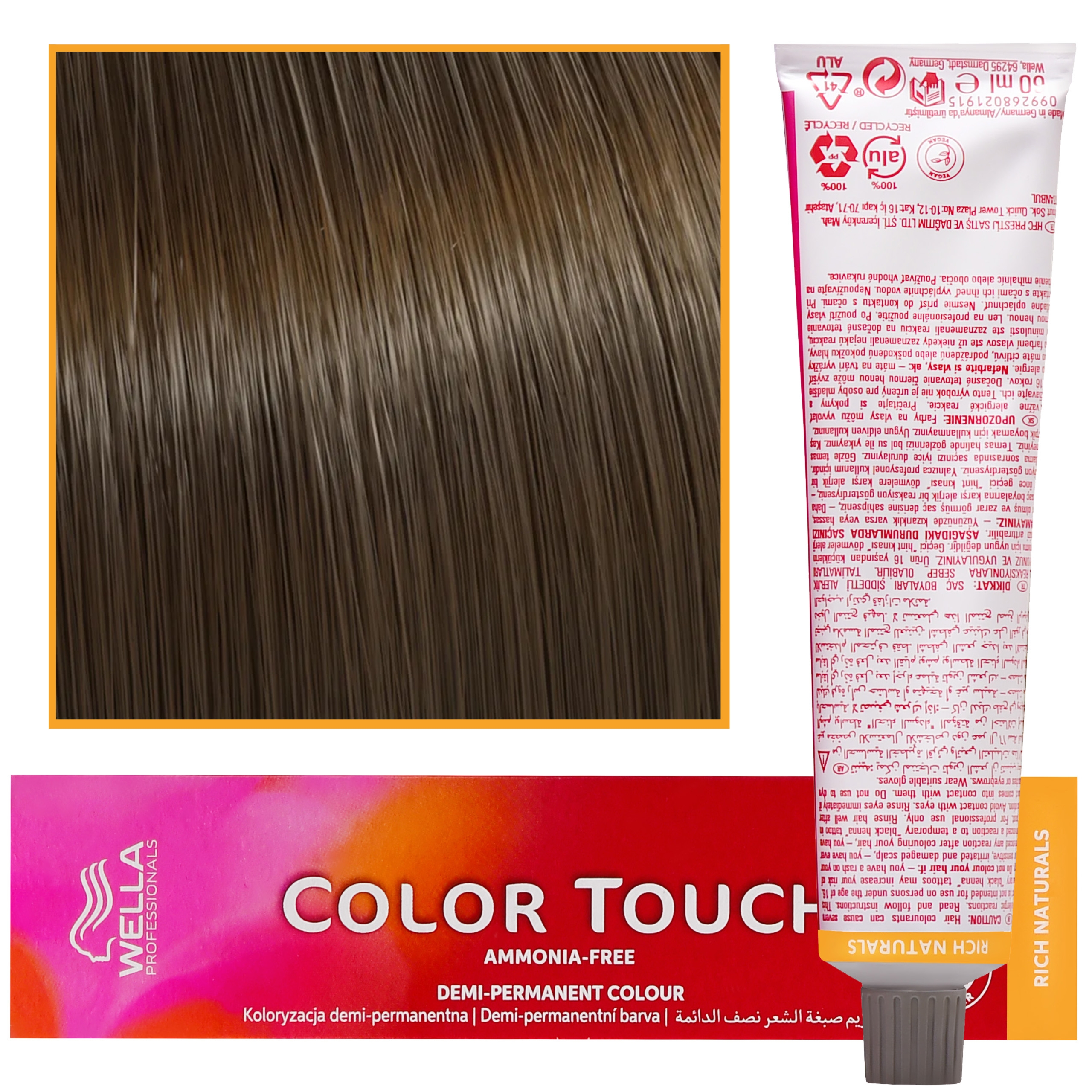 Wella Color Touch – profesjonalna farba do włosów bez amoniaku, 60 ml 6/3 Ciemny Złoty Blond