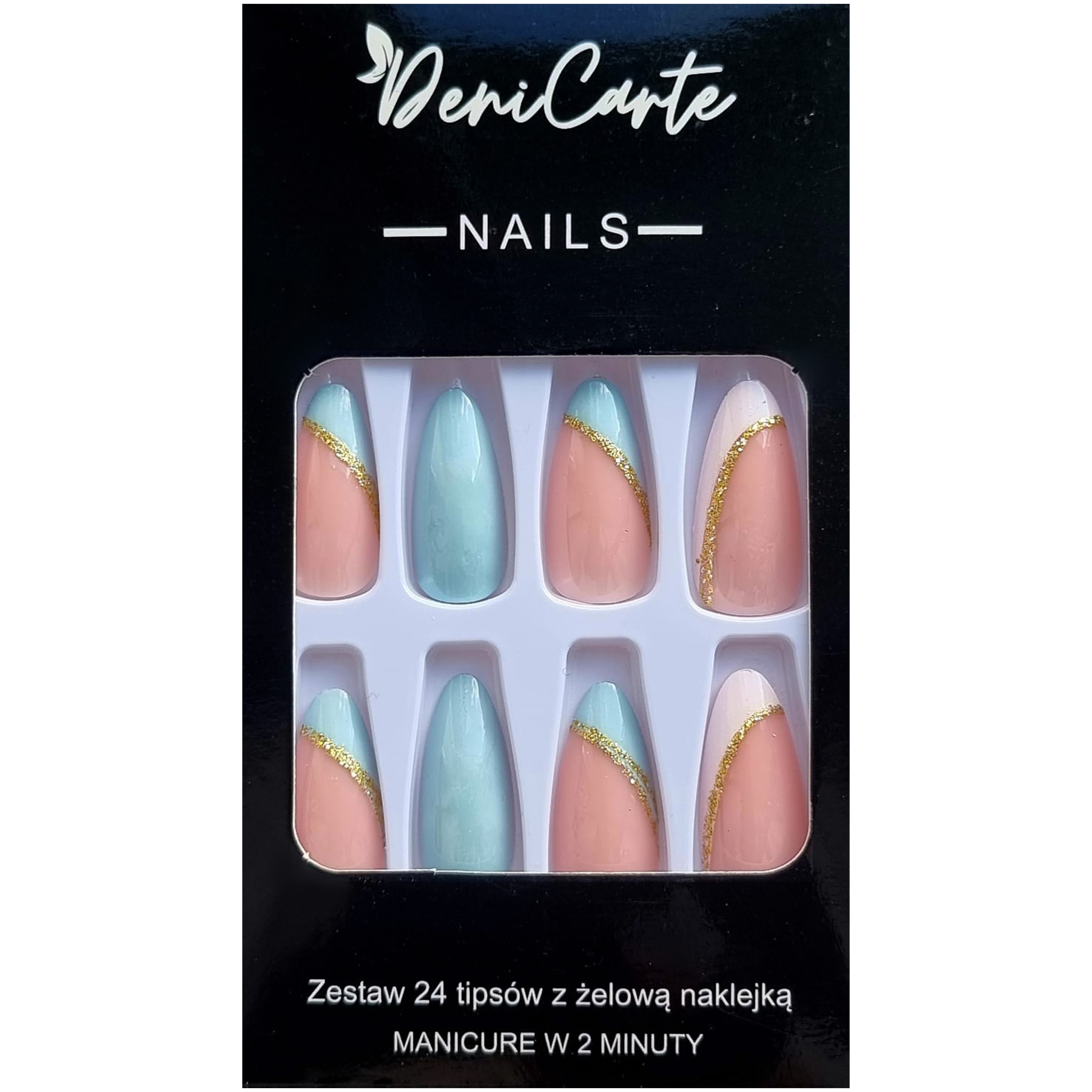Deni Carte Tipsy French – sztuczne paznokcie w stylu francuskim, różne wzory White Blue French | Biało-Niebieski