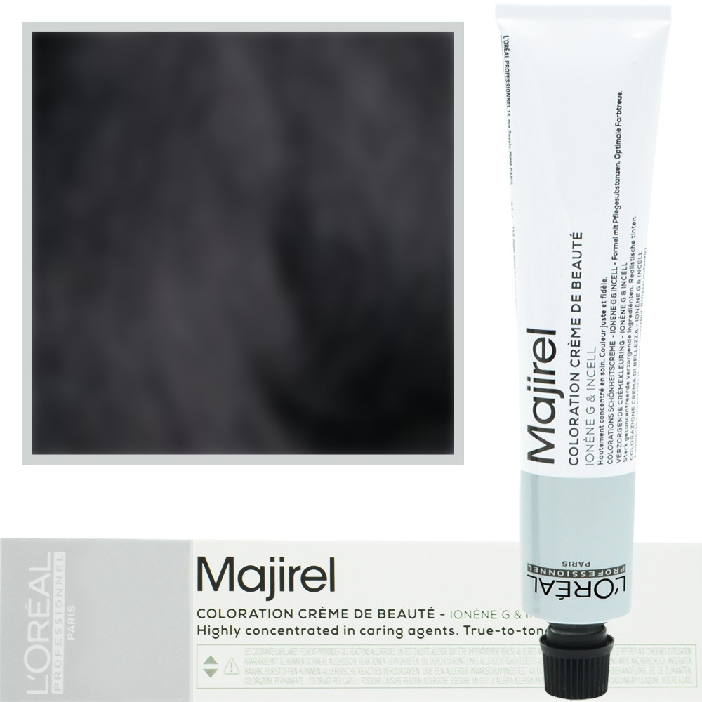 Image of Loreal Majirel - profesjonalna farba do włosów, paleta kolorów, 50ml 1 Czarny