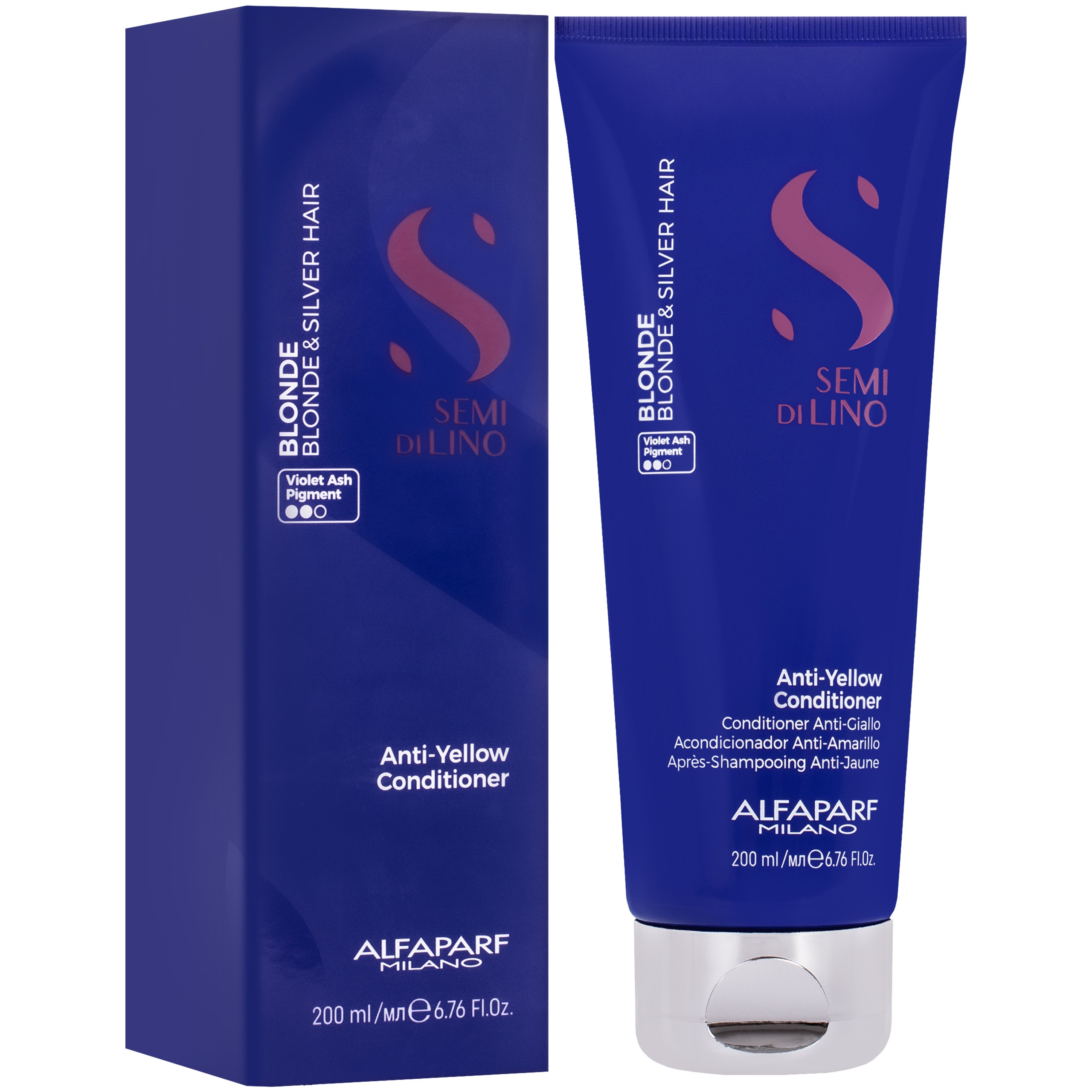 Image of Alfaparf Semi Di Lino Blonde Anti-Yellow – odżywka do włosów blond i siwych, 200ml