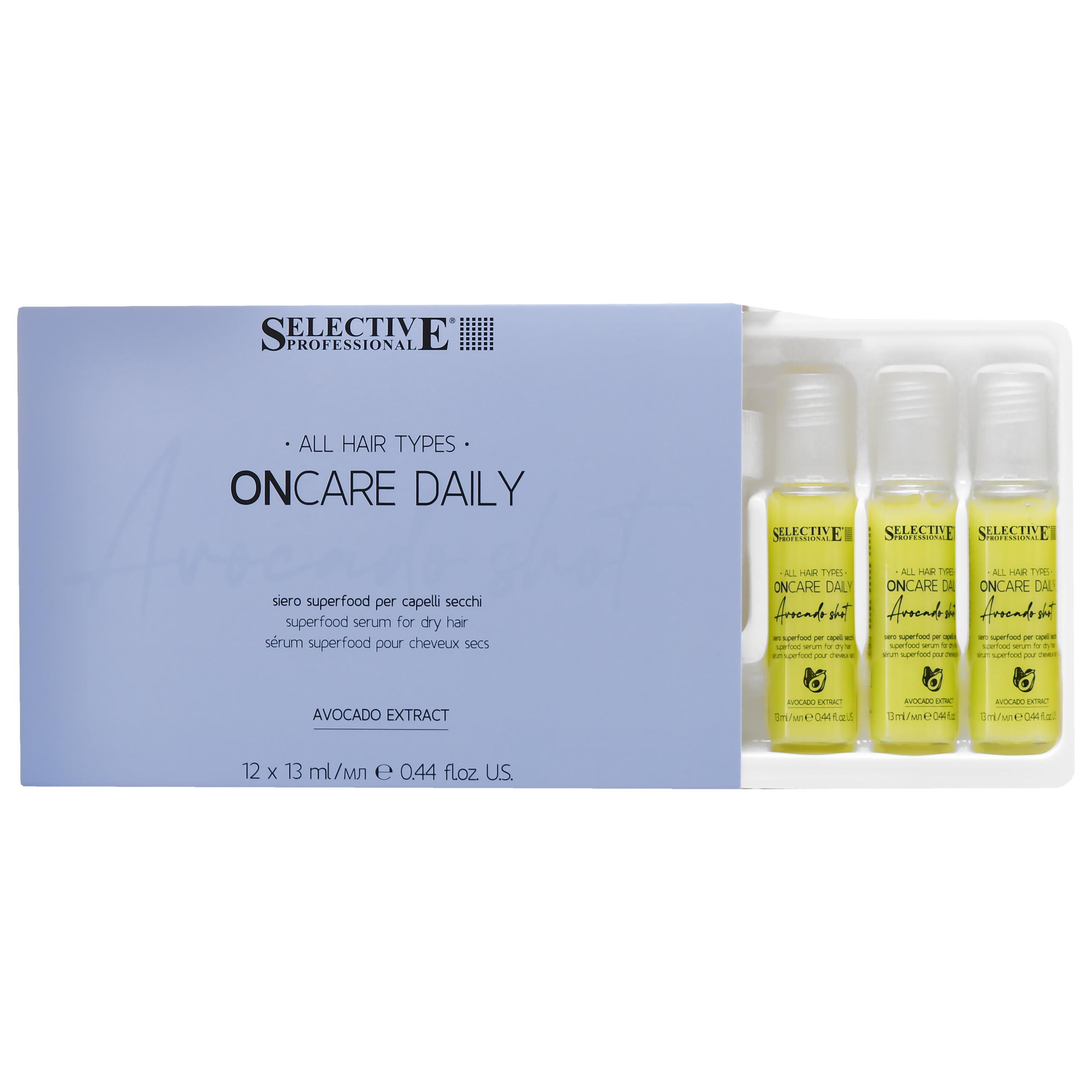 Selective OnCare Daily Avocado Shot – serum nawilżająco-odżywcze do włosów, 12x13ml