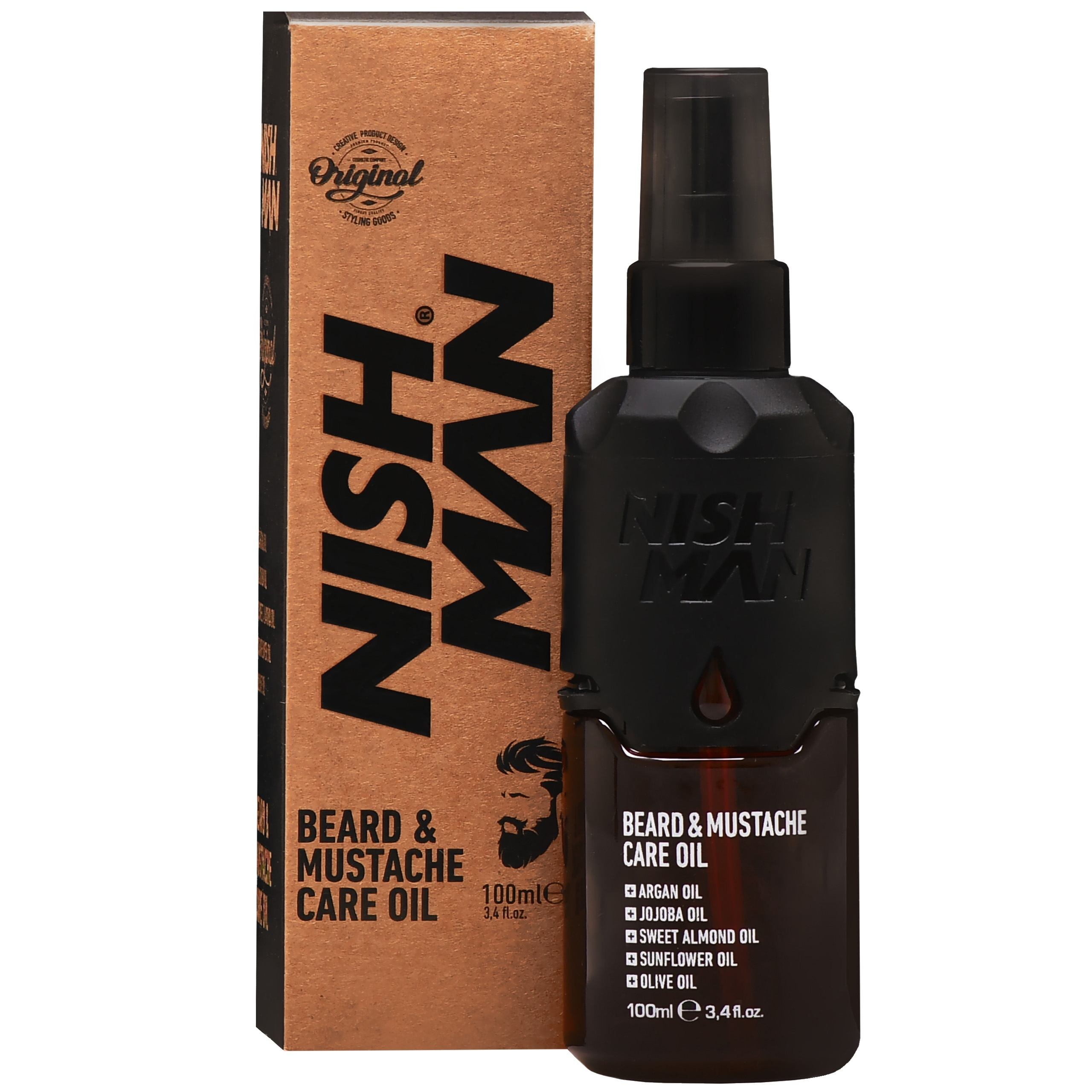 Image of Nishman Beard & Mustache Care Oil – olejek do brody i wąsów o lekkiej konsystencji, 100 ml.