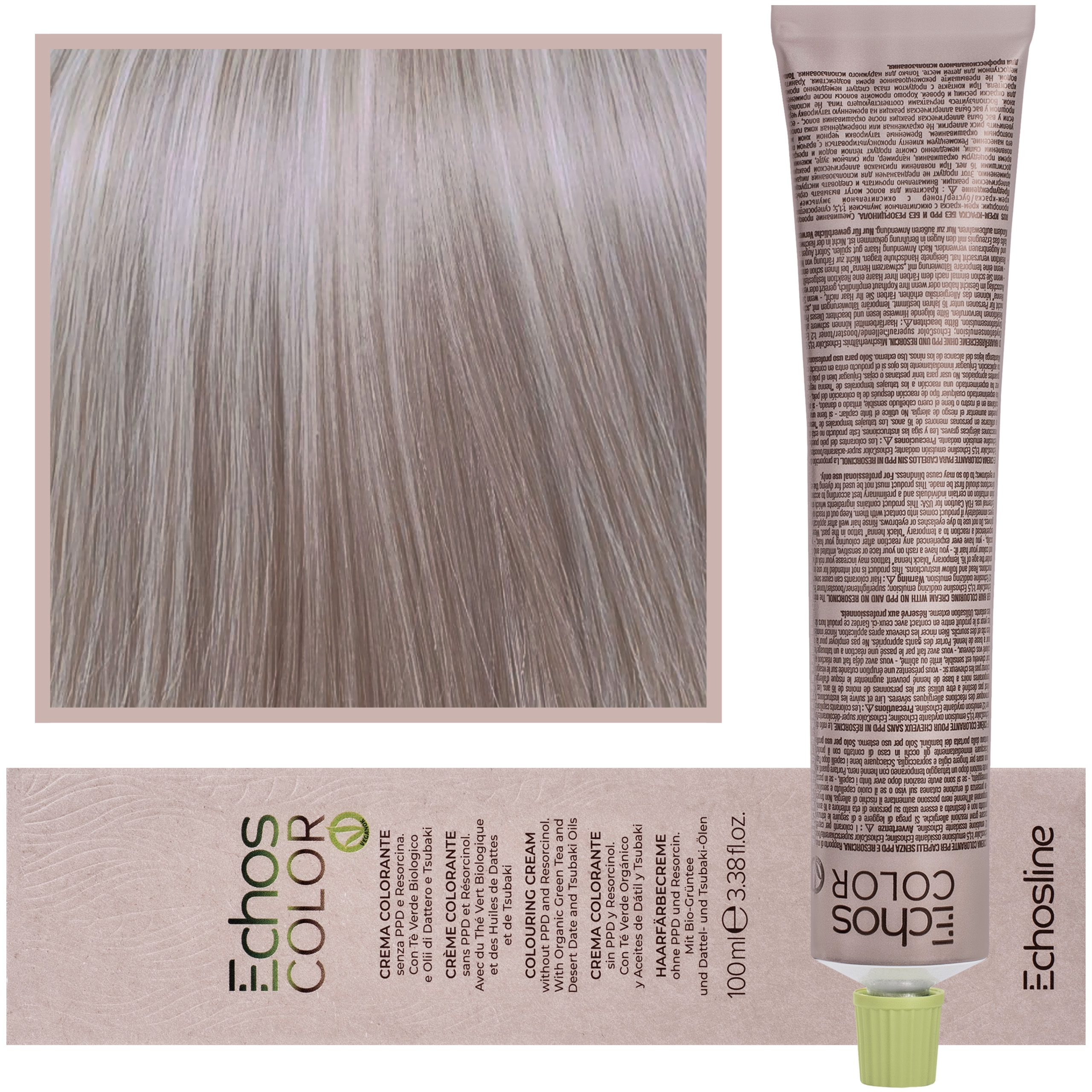 Echosline Echos Color Colouring Cream – wegańska farba do włosów, 100ml 8.12 | Jasny Blond Popielato-Fioletowy