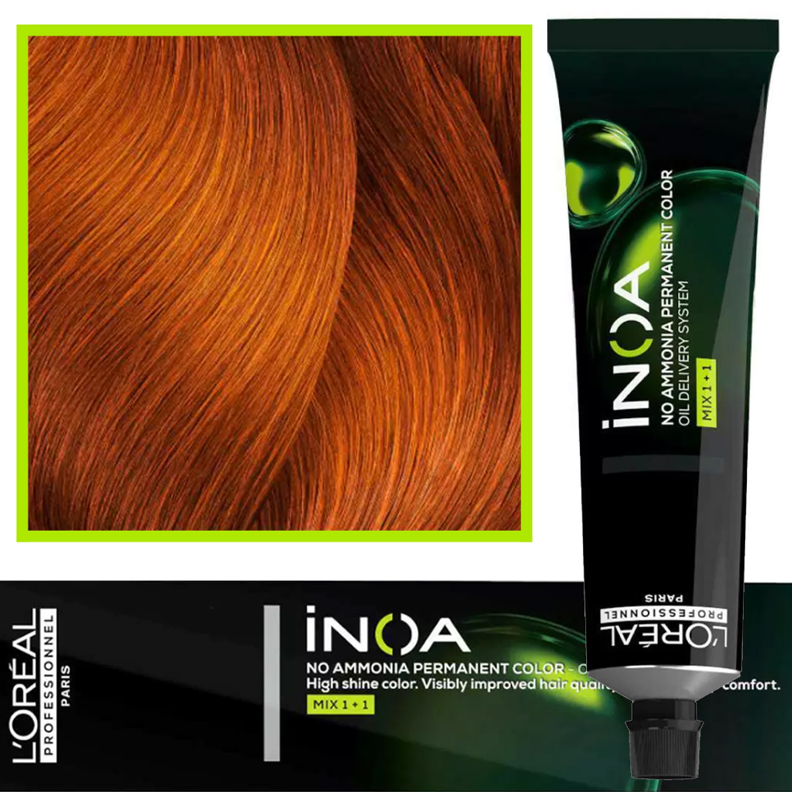 Image of Loreal Inoa farba do włosów głęboki i trwały kolor dodatkowa ochrona włosa 60 ml 6.40 Rubilane Ciemny Blond Miedziany Intensywny