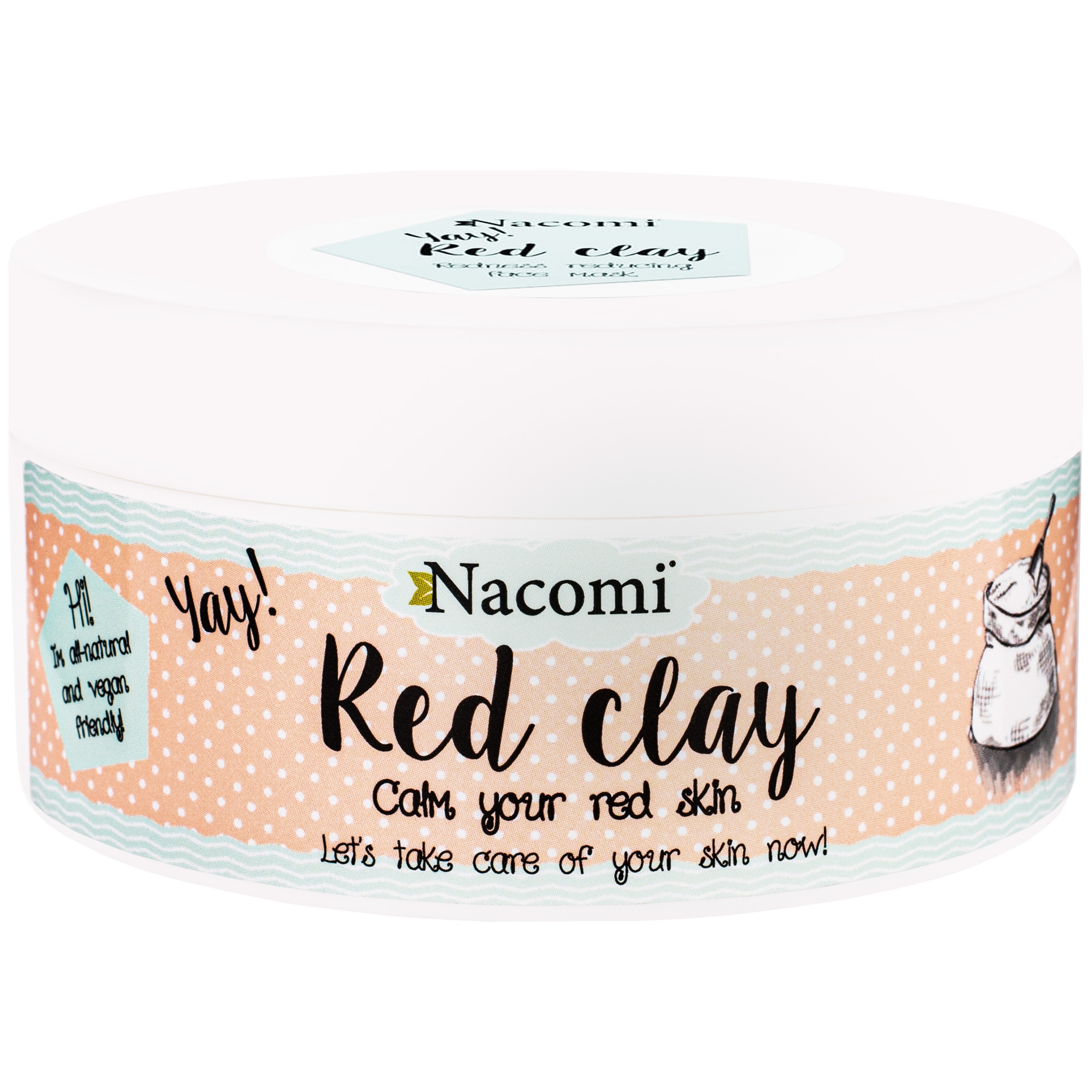 Image of Nacomi Red Clay – czerwona glinka do twarzy do cery naczynkowej 100 g