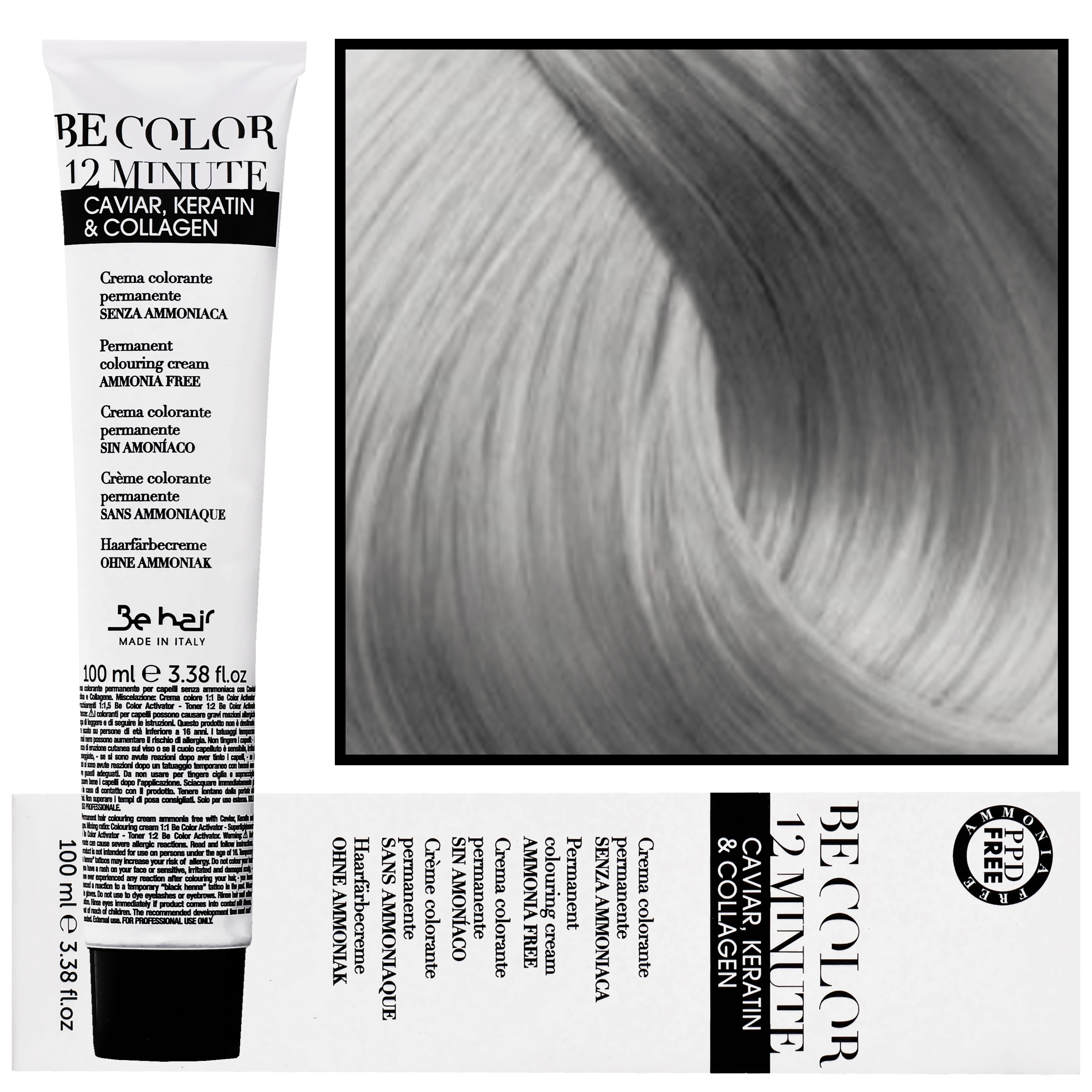 Image of Be Hair Be Color 12 minute - farba do włosów bez amoniaku, 100ml 9,1 | Bardzo Jasny Blond Popielaty