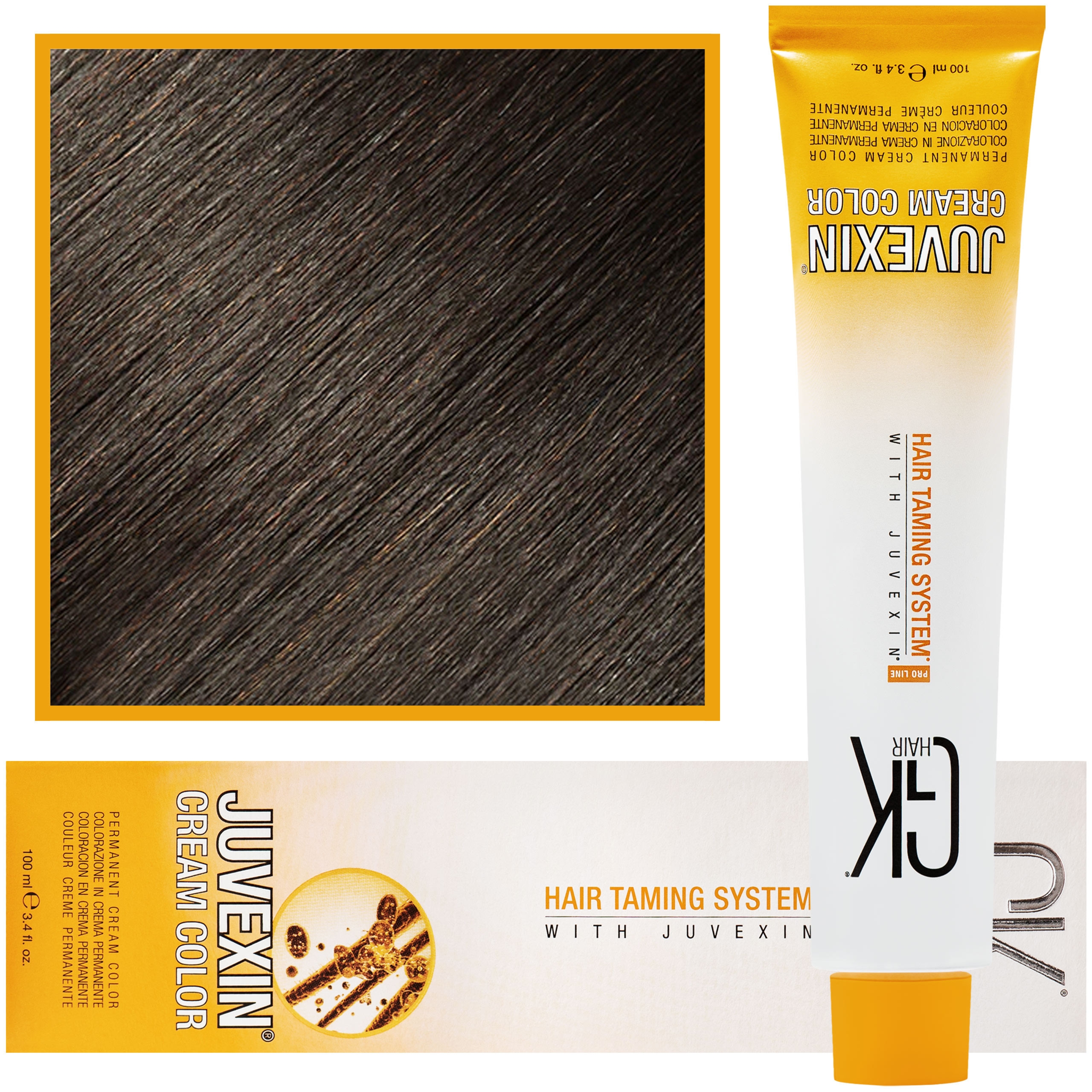 GK Hair Juvexin – farba do koloryzacji włosów z keratyną, 100ml 5,1|  Jasny Popelaty Kasztan