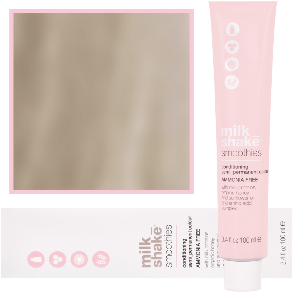 Milk Shake Smoothie Semi-Perm – farba do włosów bez amoniaku, paleta kolorów, 100ml 10.13 | 10AG | Popielato-złocisty platynowy najjaśniejszy blond