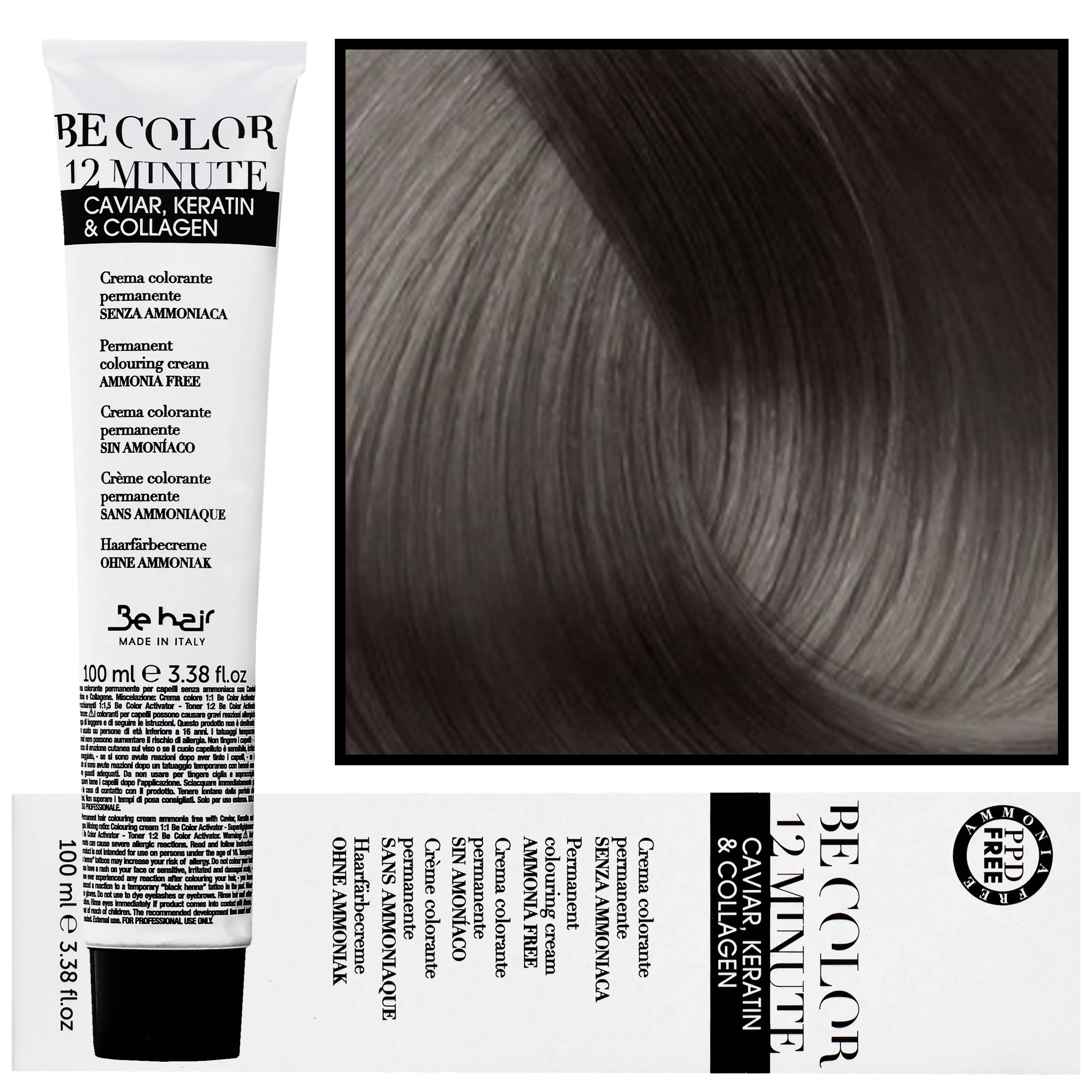 Image of Be Hair Be Color 12 minute - farba do włosów bez amoniaku, 100ml 5,1 | Jasny Kasztanowy Popielaty