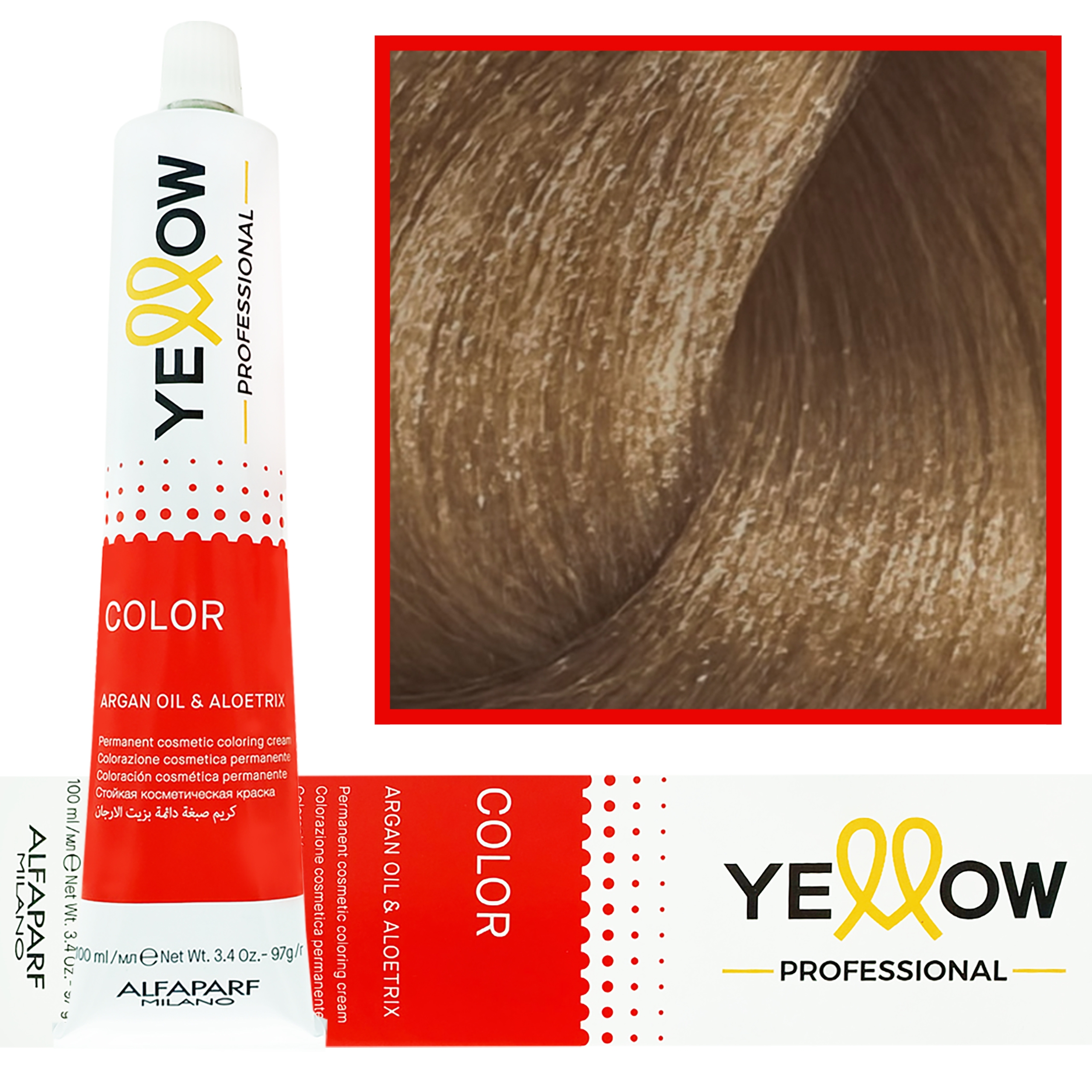 Alfaparf Yellow – trwała farba do włosów z aloesem i kiełkami pszenicy, 100ml 8,00 | Jasny Intensywny Blond