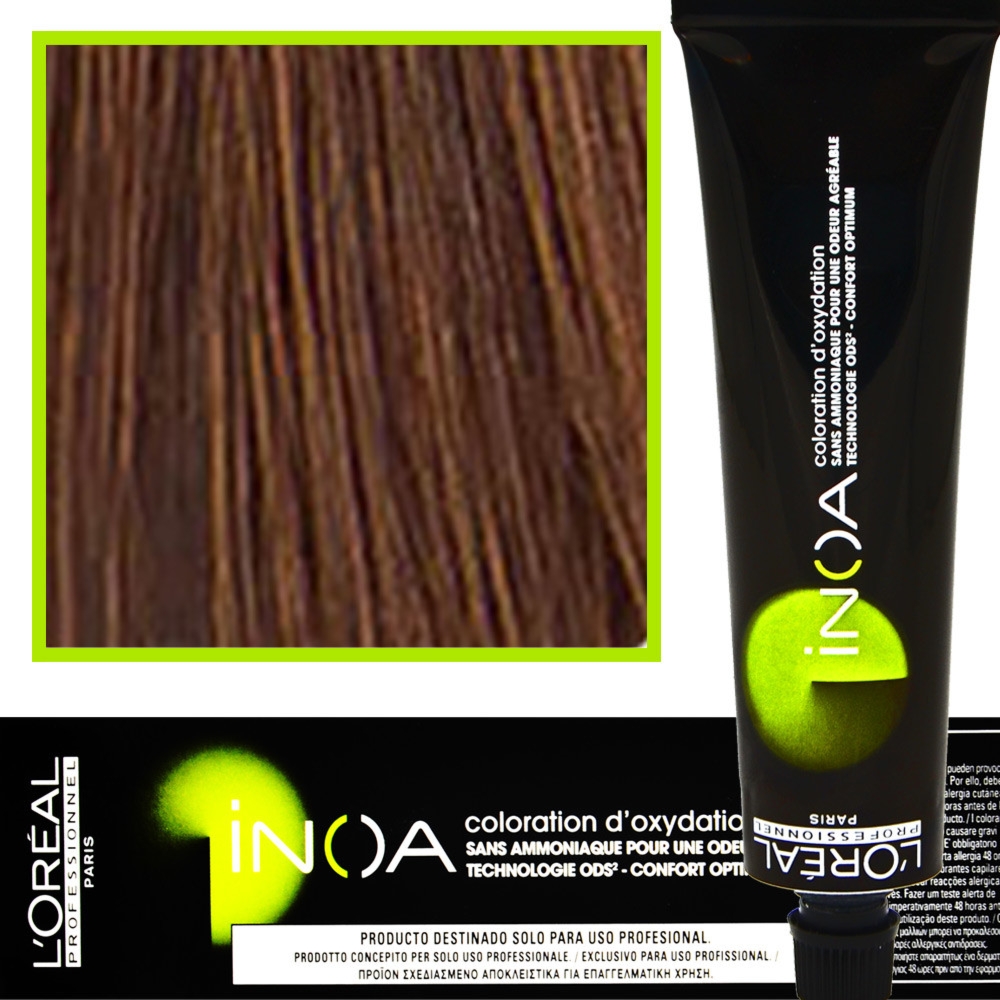 Loreal Professionnel Inoa – farba do włosów bez amoniaku z dodatkową ochroną włosa, 60ml 6.35 Ciemny Blond Złocisto – Czerwony