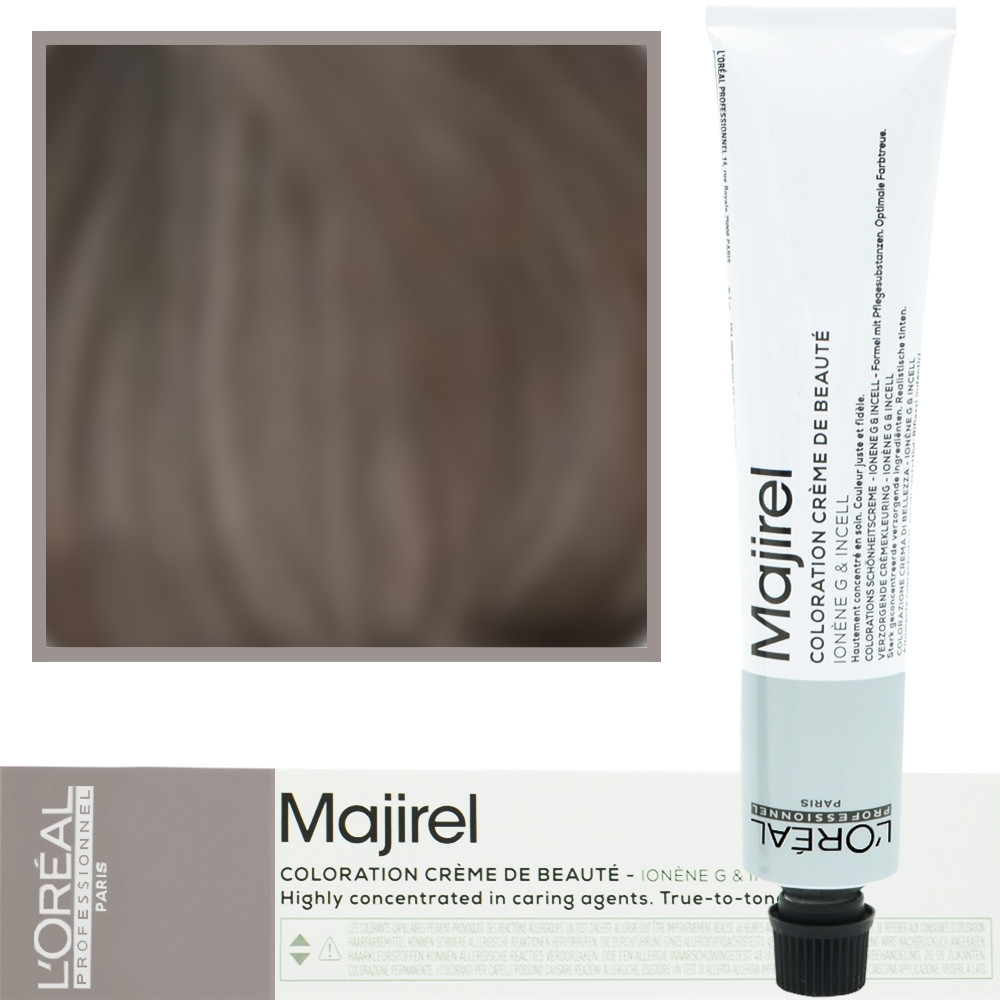 Image of Loreal Majirel - profesjonalna farba do włosów, paleta kolorów, 50ml 7.12 Średni Blond Popielato-Złocisty