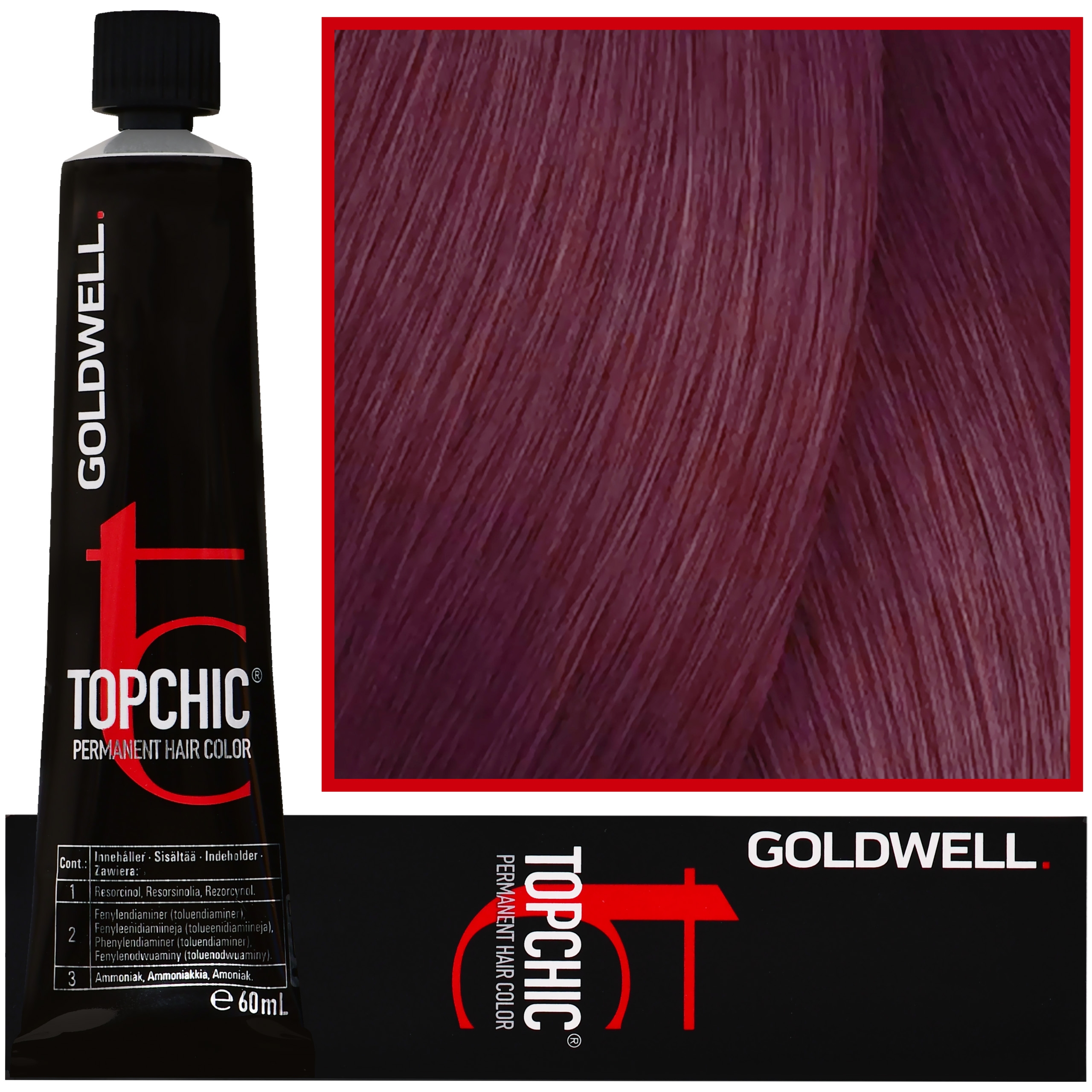 Goldwell Topchic – profesjonalna farba do włosów, 60ml 6RR@PK Dramatyczna Czerwień Z Różowym Refleksem