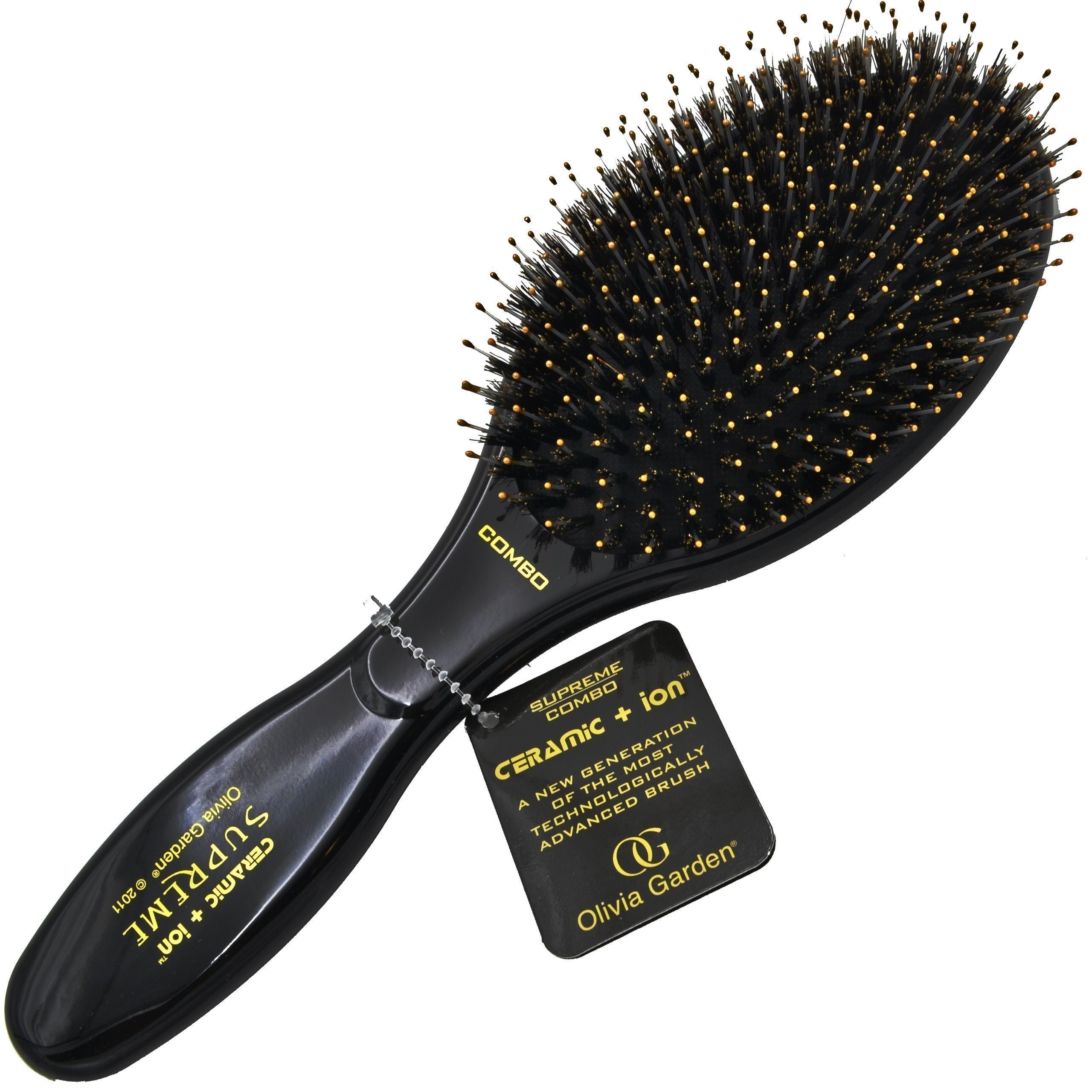 Image of Olivia Garden Supreme Combo Black, czarna szczotka z włosia dzika do włosów