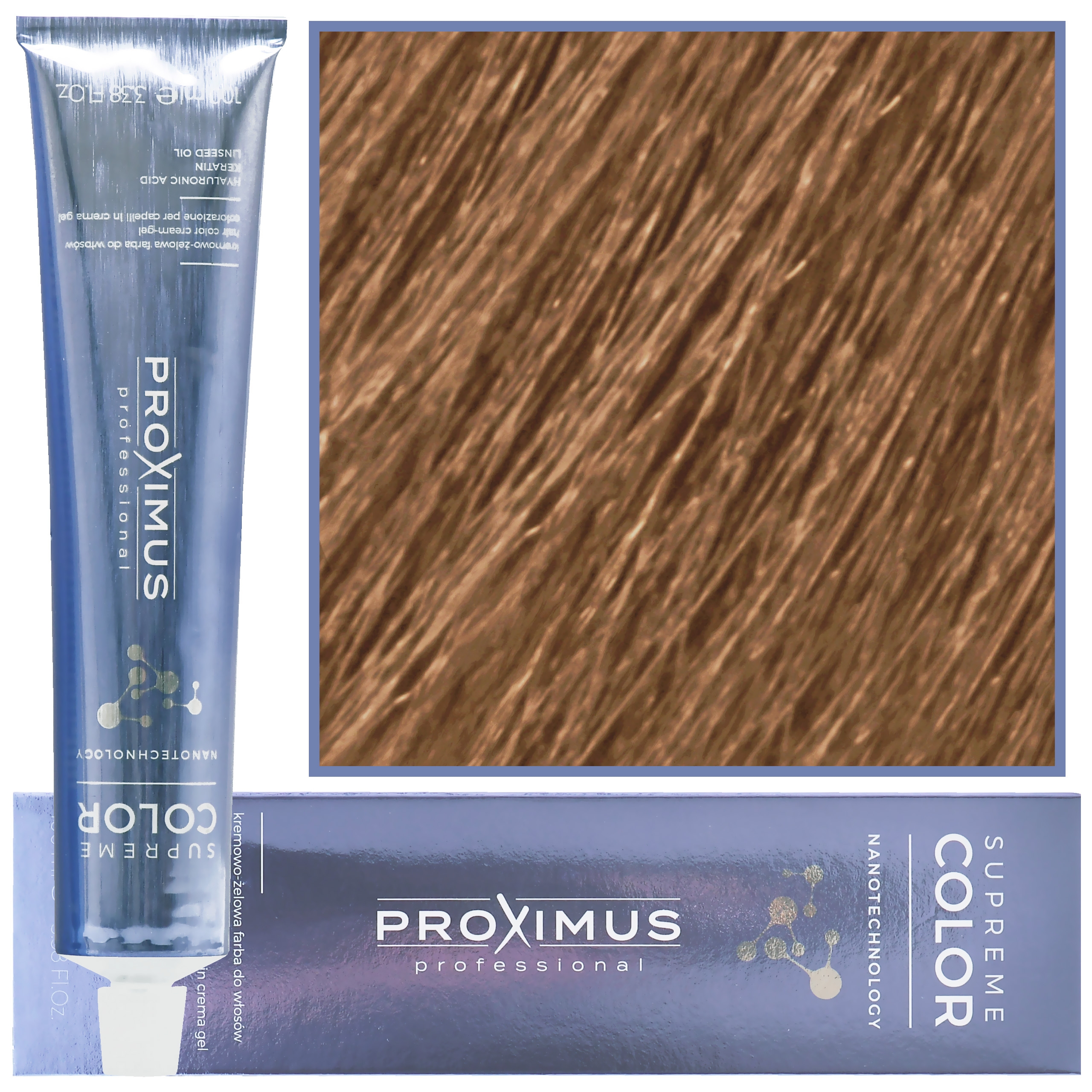Image of Proximus Supreme Color Nanotechnology – profesjonalna farba do włosów z kwasem hialuronowym, 100ml 9,3 | Bardzo Jasny Złoty Blond