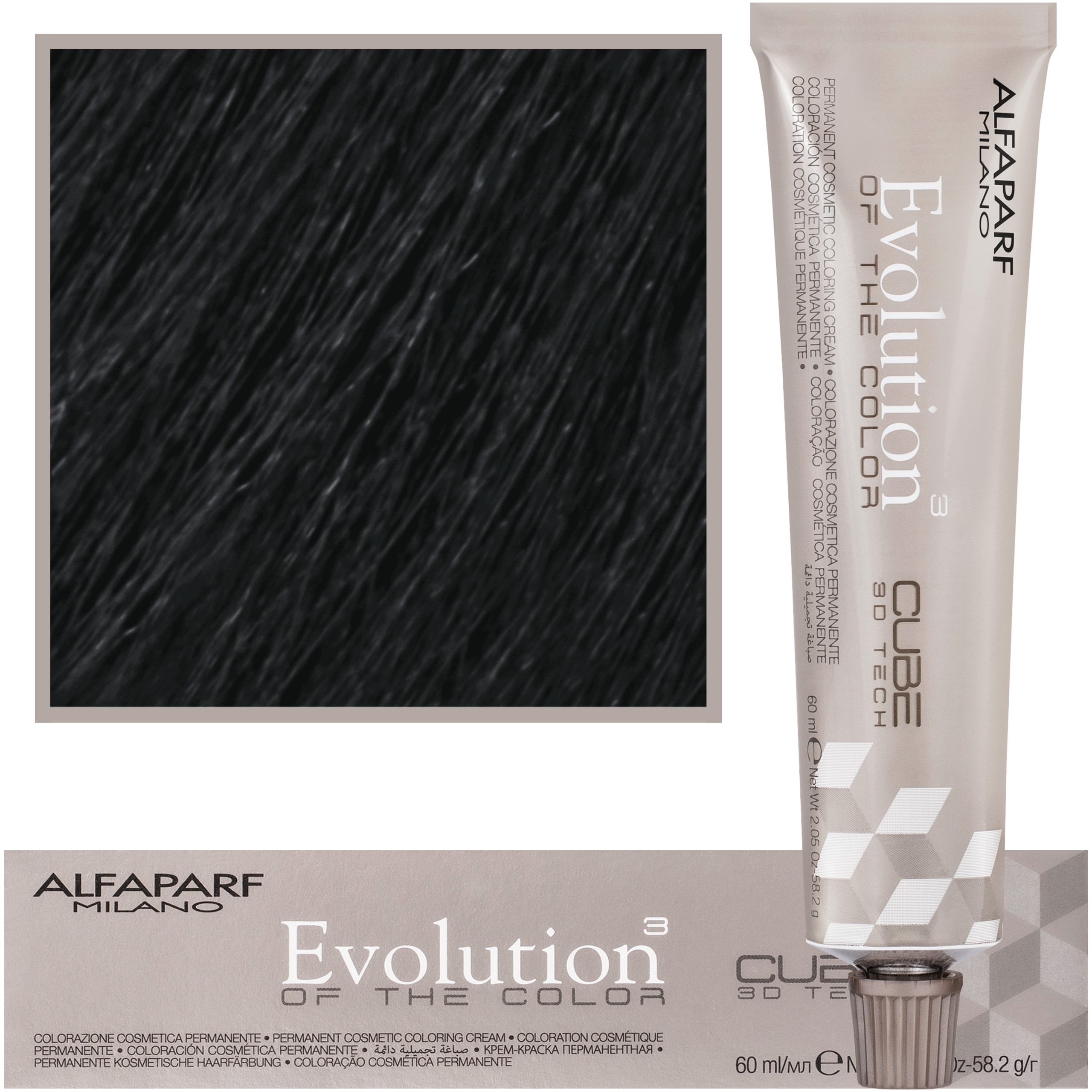 Image of Alfaparf Evolution - farba do włosów 60ml cała paleta 1 | Czerń