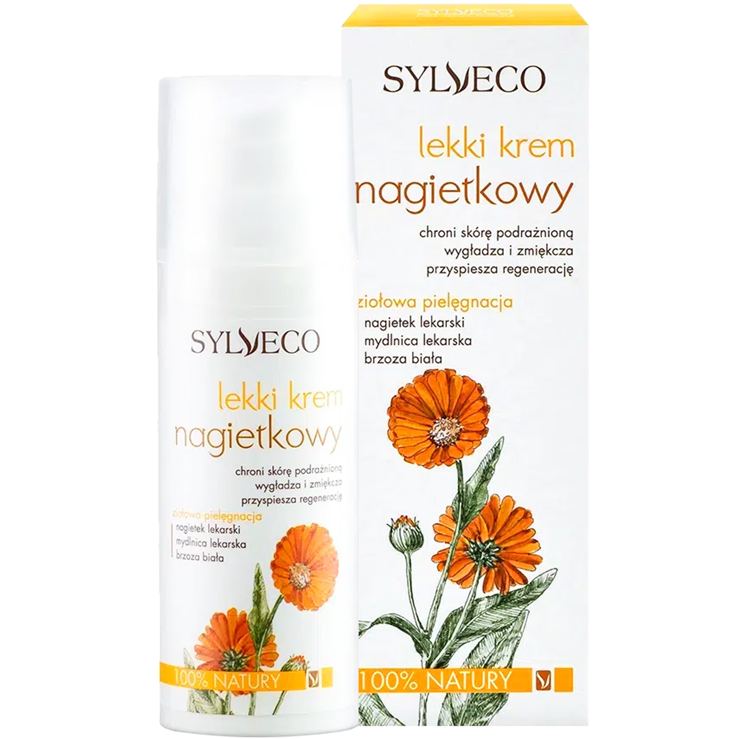 Image of Sylveco Lekki Krem Nagietkowy - regenerujący krem do twarzy z betuliną, 50ml