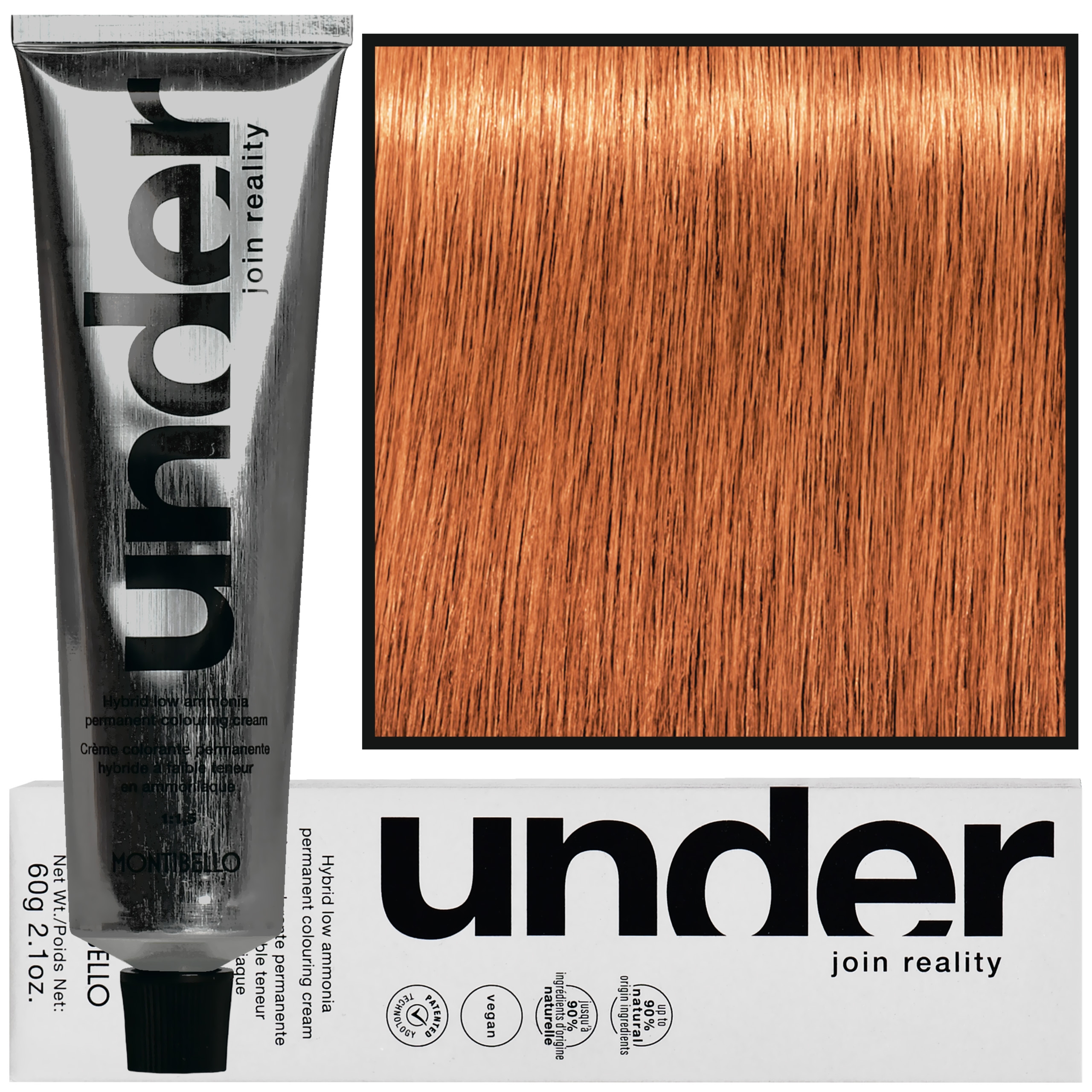 Montibello Under – profesjonalna farba do włosów, 60ml 8.40 / 8CD | Jasny Blond Miedziany Głęboki