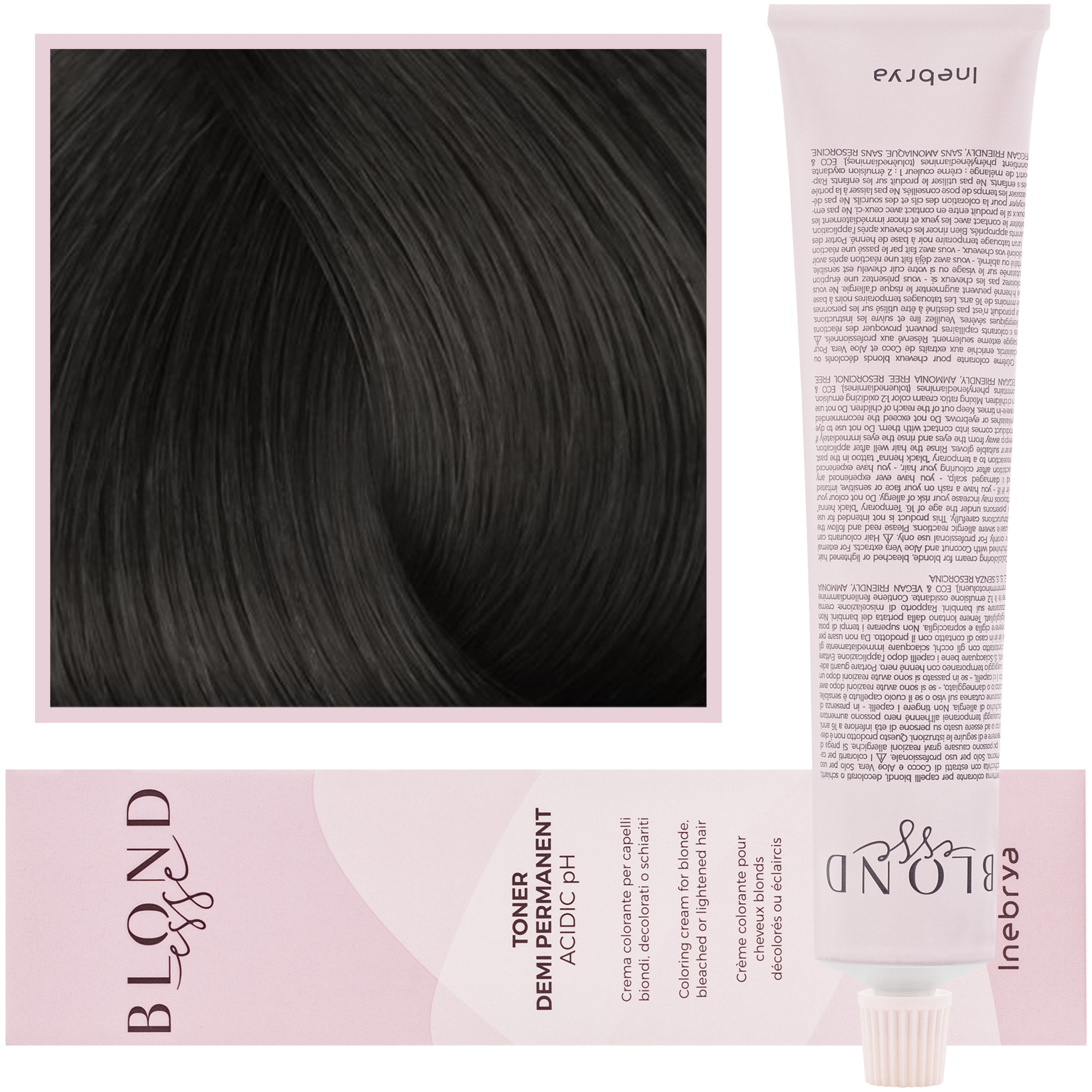 Inebrya Blondesse Toner – toner do włosów, neutralizujący żółte refleksy, 100ml DT01 | Metaliczny Mistyczny Czarny Perłowy