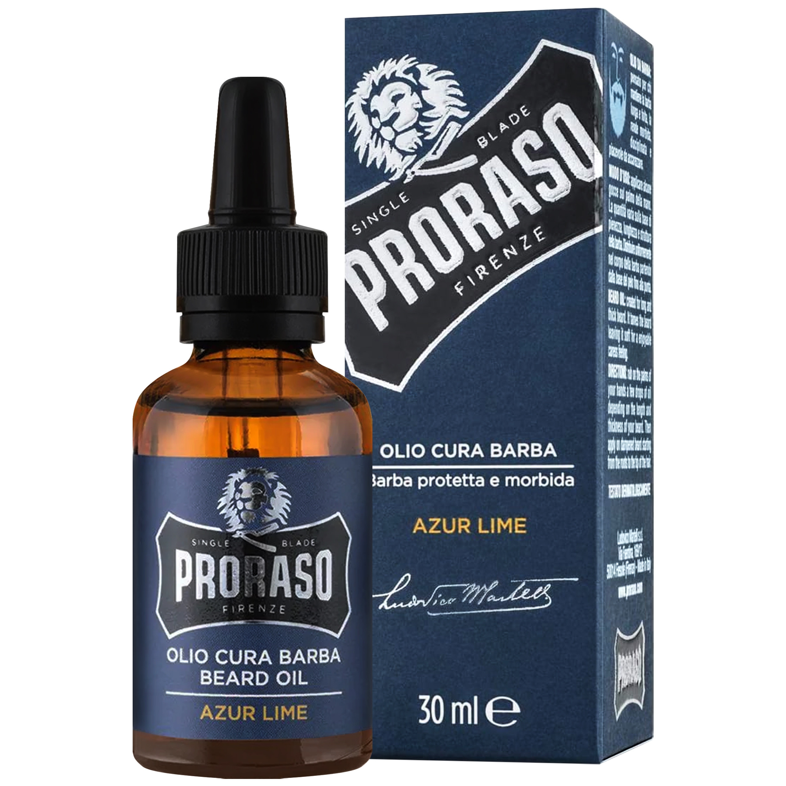 Image of Proraso Azur Lime Beard Oil - cytrusowy olejek do pielęgnacji brody, 30ml