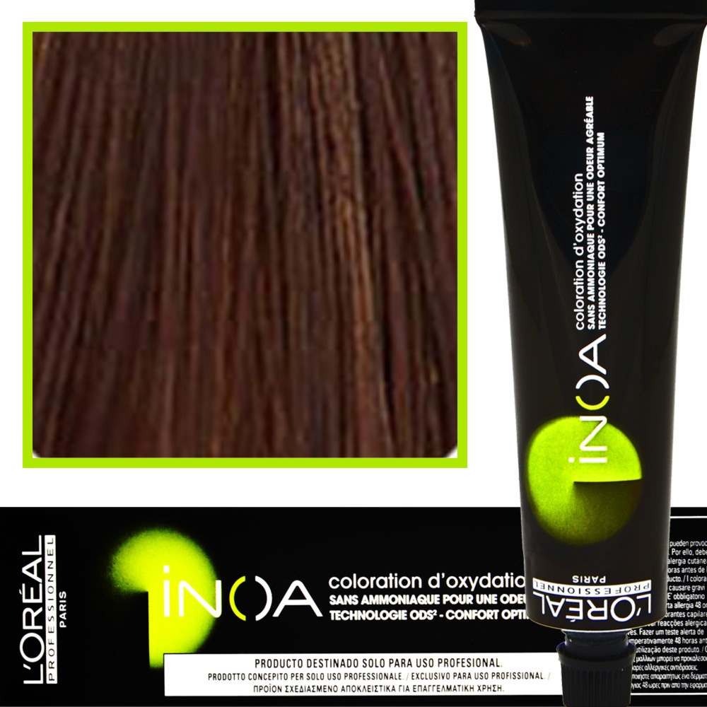 Loreal Professionnel Inoa – farba do włosów bez amoniaku z dodatkową ochroną włosa, 60ml 6.42 Ciemny Blond Miedziano – Opalizujący