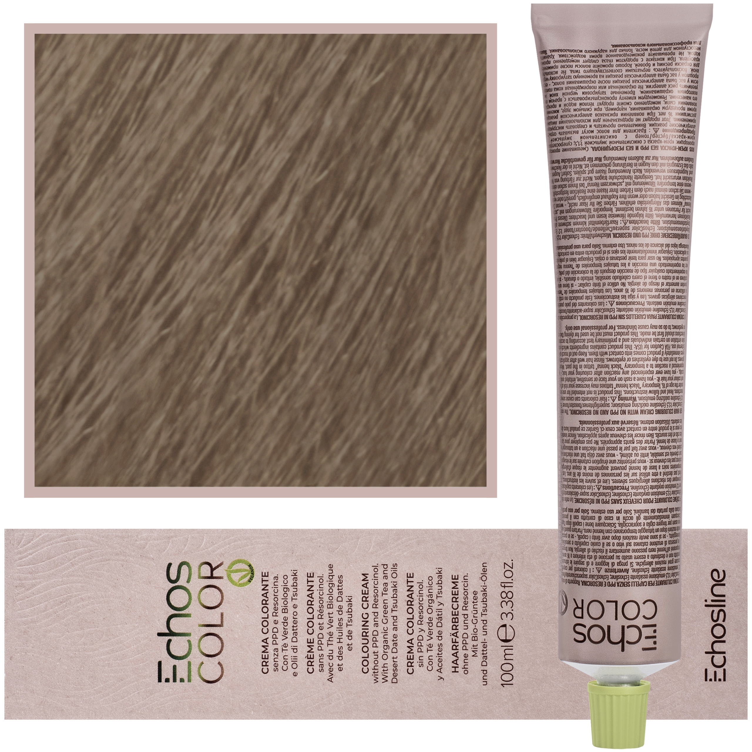 Echosline Echos Color Colouring Cream – wegańska farba do włosów, 100ml 5,13 | Jasny Brąz Naturalny Beżowy