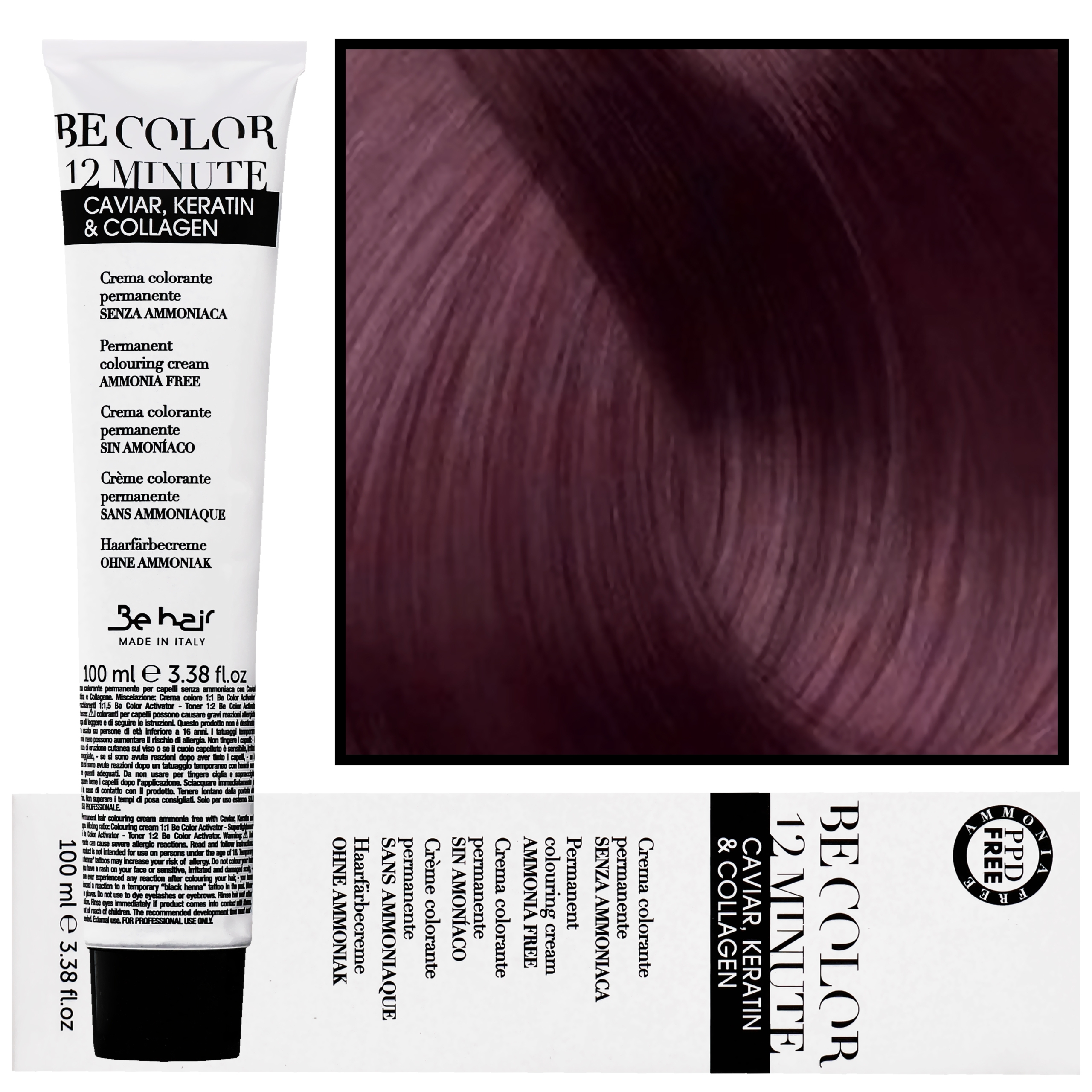 Be Hair Be Color 12 minute – farba do włosów bez amoniaku, 100ml 5,5 | Jasny Kasztanowy Mahoniowy