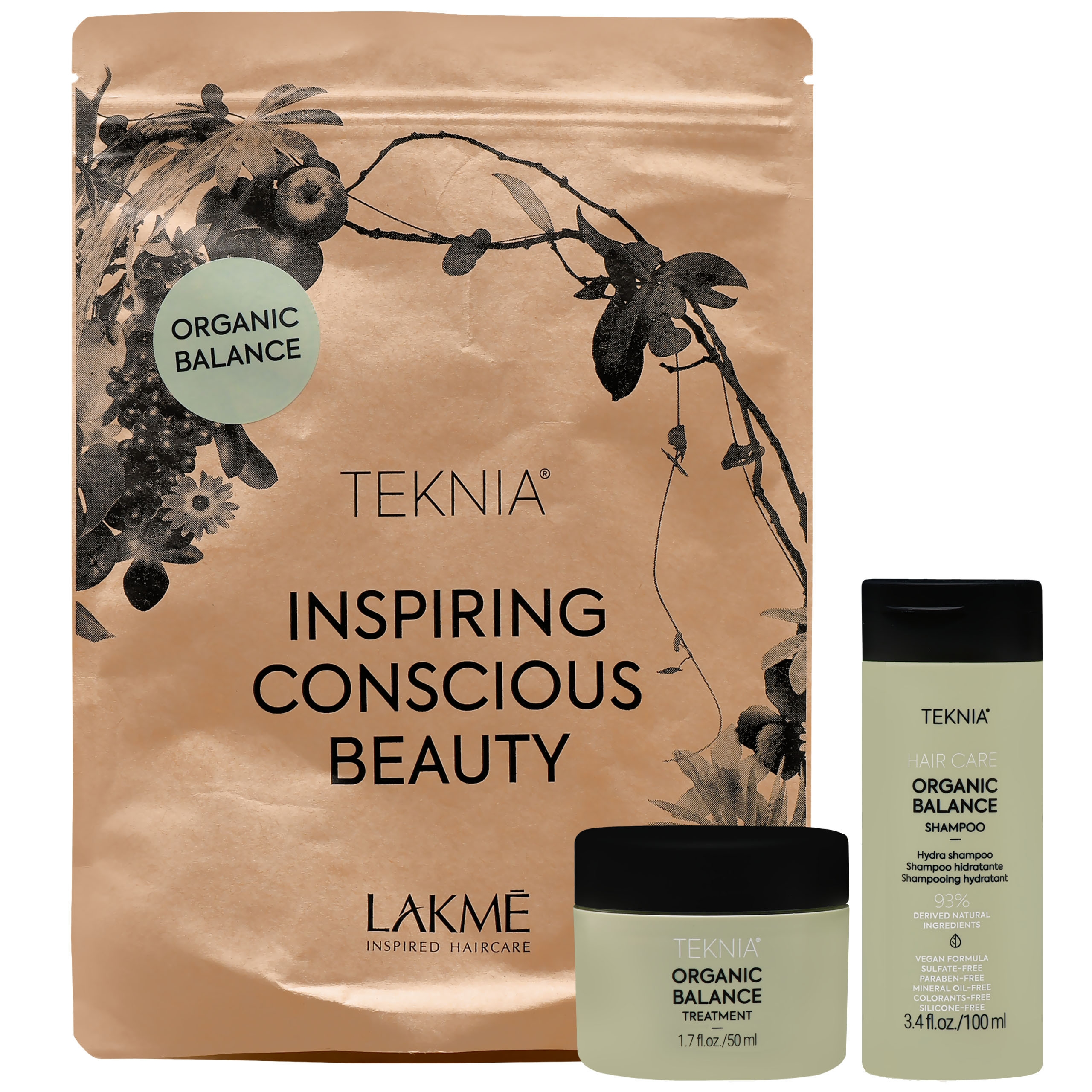 Image of Lakme Teknia Organic Balance Pack - nawilżający zestaw kosmetyków maska 50ml + szampon 100ml