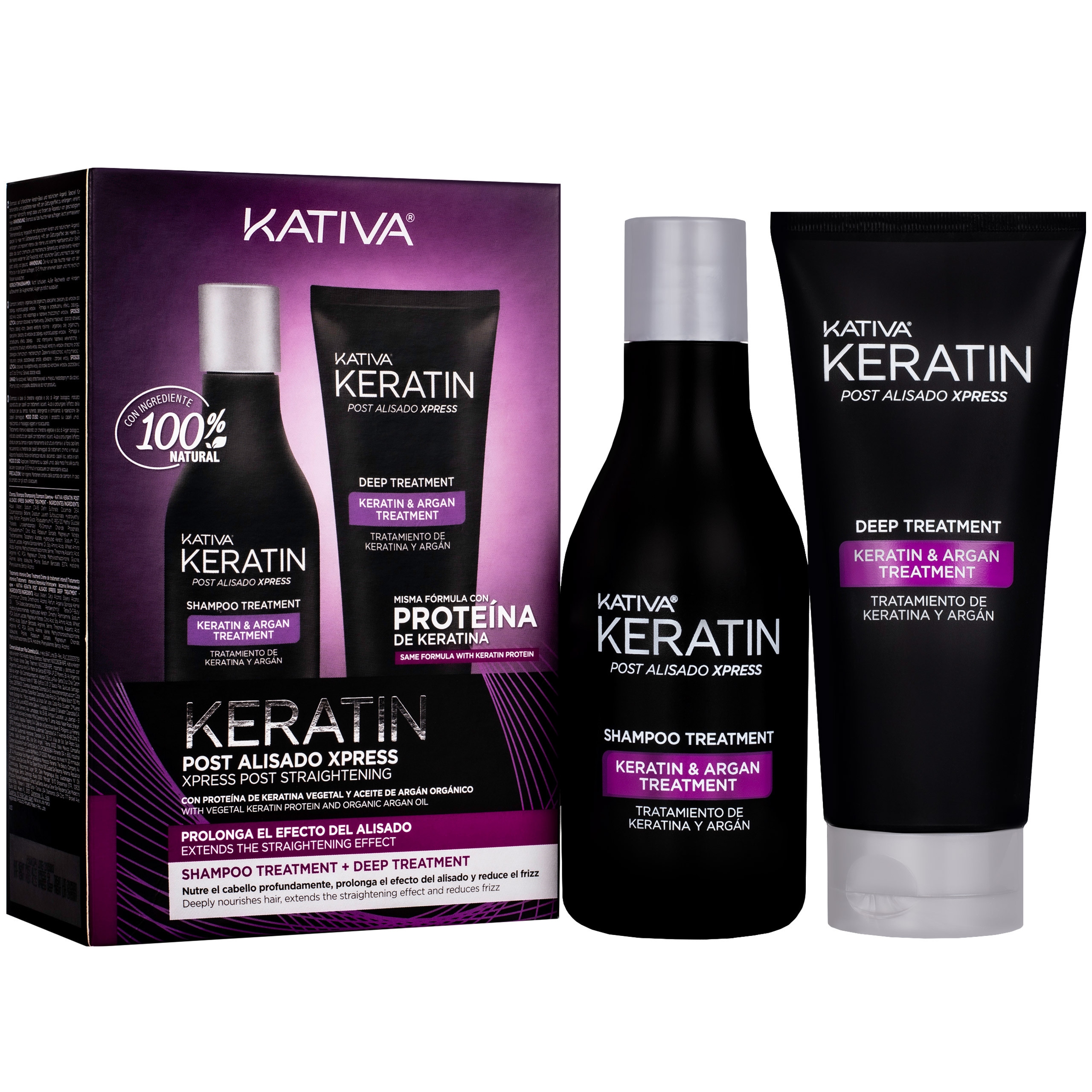 Image of KATIVA Xpress – zestaw po keratynowym prostowaniu włosów: szampon i odżywka, 250ml + 200ml