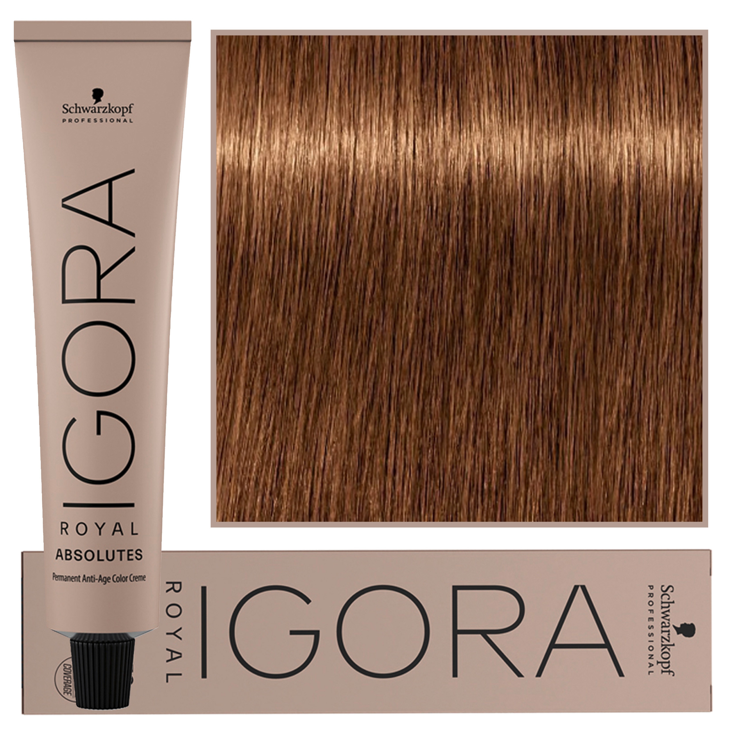 Image of Schwarzkopf Professional Igora Royal Absolutes - trwała farba do włosów z kolagenem, 60ml 7-60 | Średni Blond Czekoladowy Naturalny