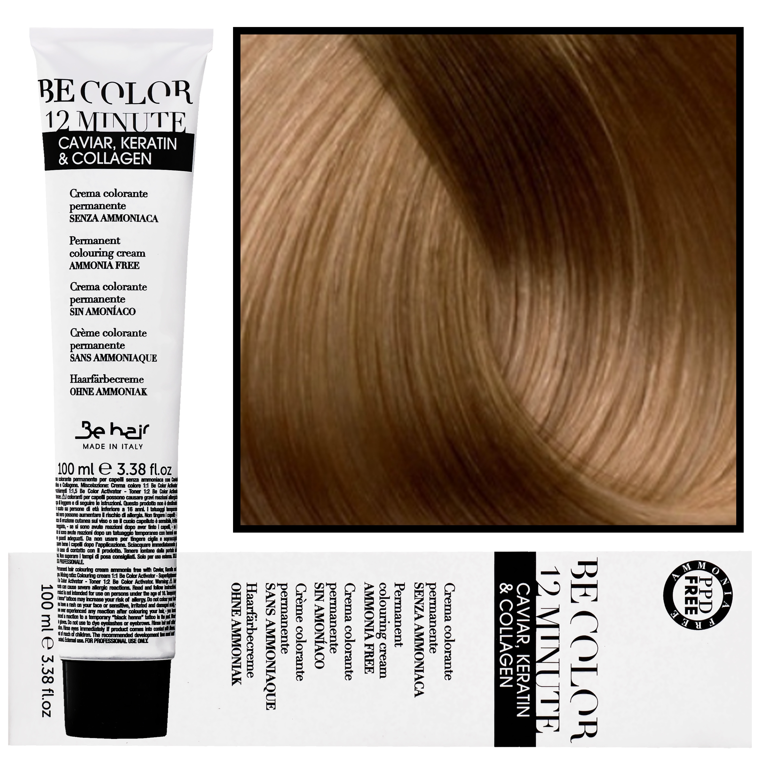 Image of Be Hair Be Color 12 minute - farba do włosów bez amoniaku, 100ml 8,3 | Jasny Blond Złoty