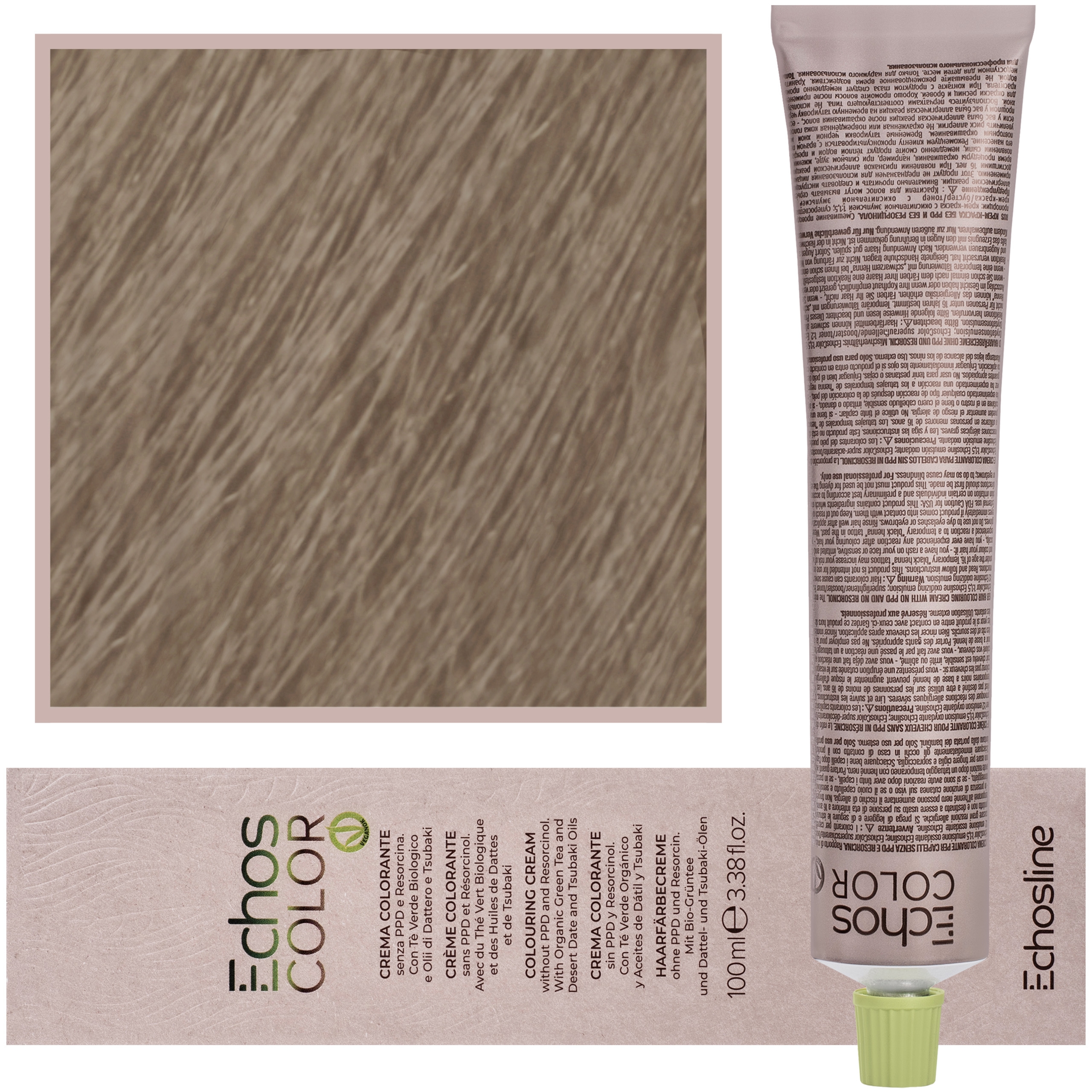 Echosline Echos Color Colouring Cream – wegańska farba do włosów, 100ml 6,13 | Ciemny Blond Naturalny Beżowy