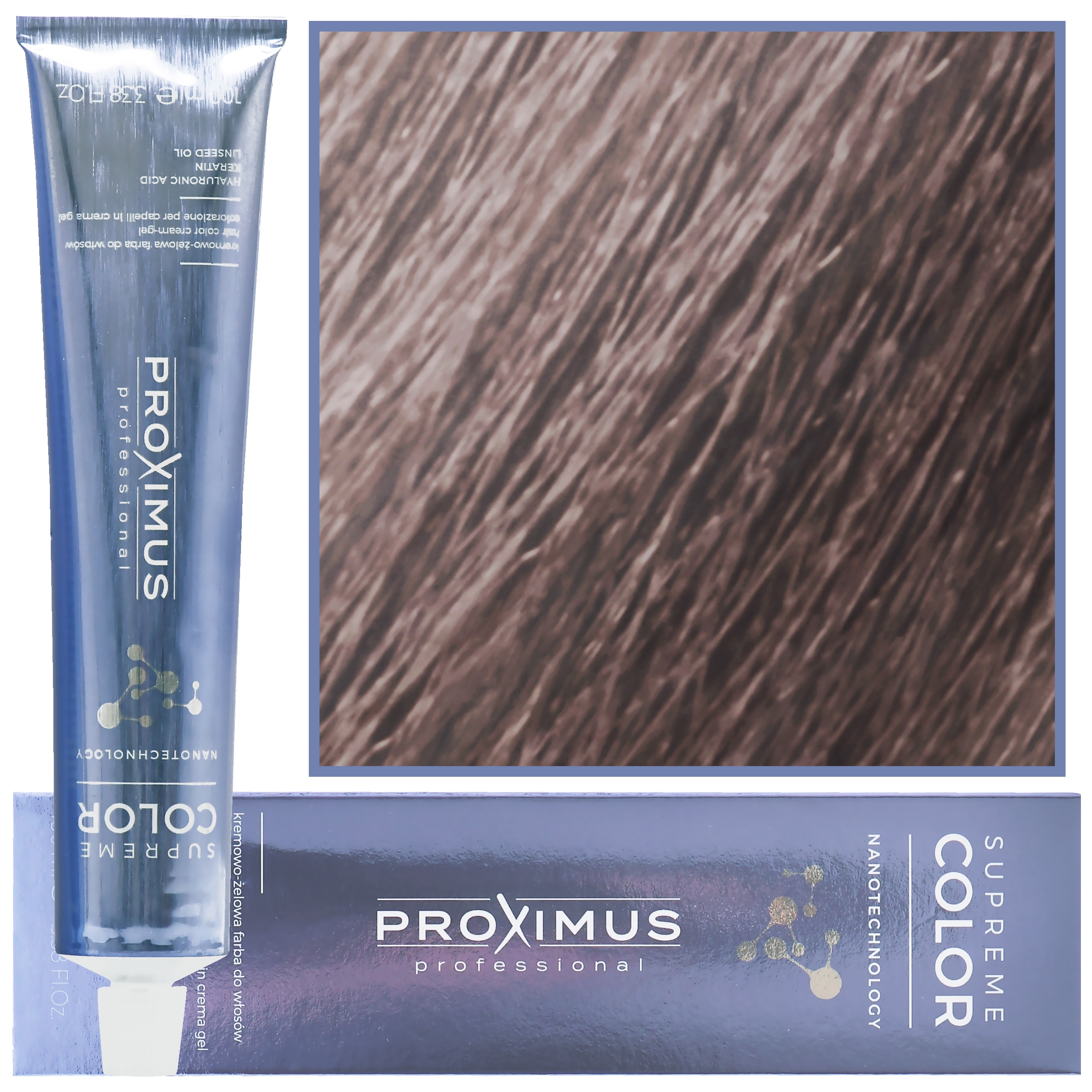 Image of Proximus Supreme Color Nanotechnology – profesjonalna farba do włosów z kwasem hialuronowym, 100ml 11,81 | Super Rozjaśniający Tytoniowy Blond