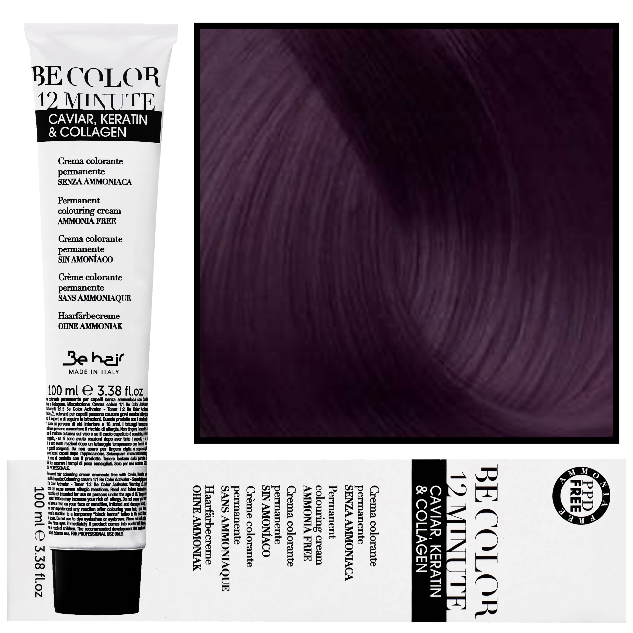 Be Hair Be Color 12 minute – farba do włosów bez amoniaku, 100ml 4,2 | Średni Kasztanowy Fioletowy
