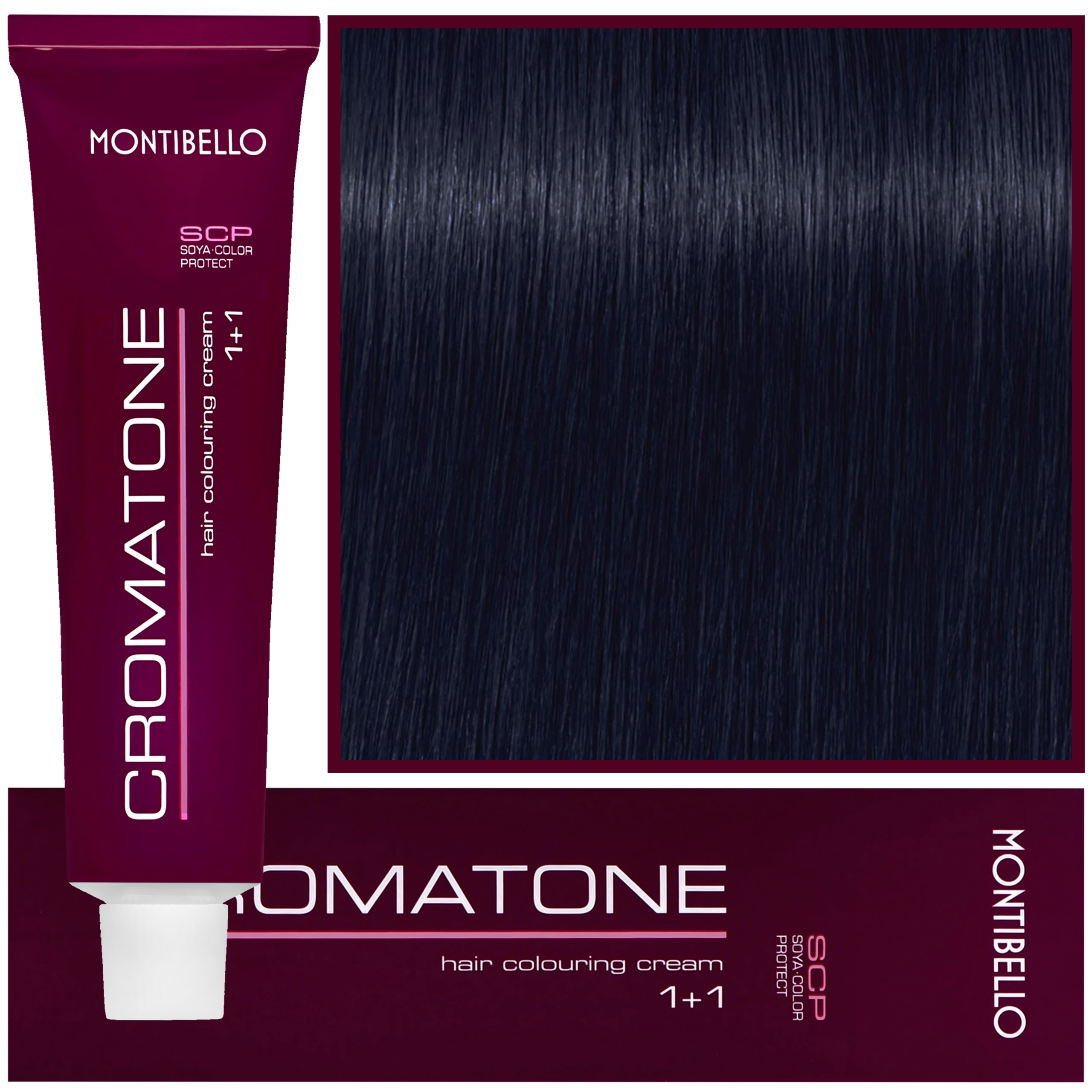 Montibello Cromatone – profesjonalna farba do trwałej koloryzacji, 60ml 1,1 | Niebieska Czerń