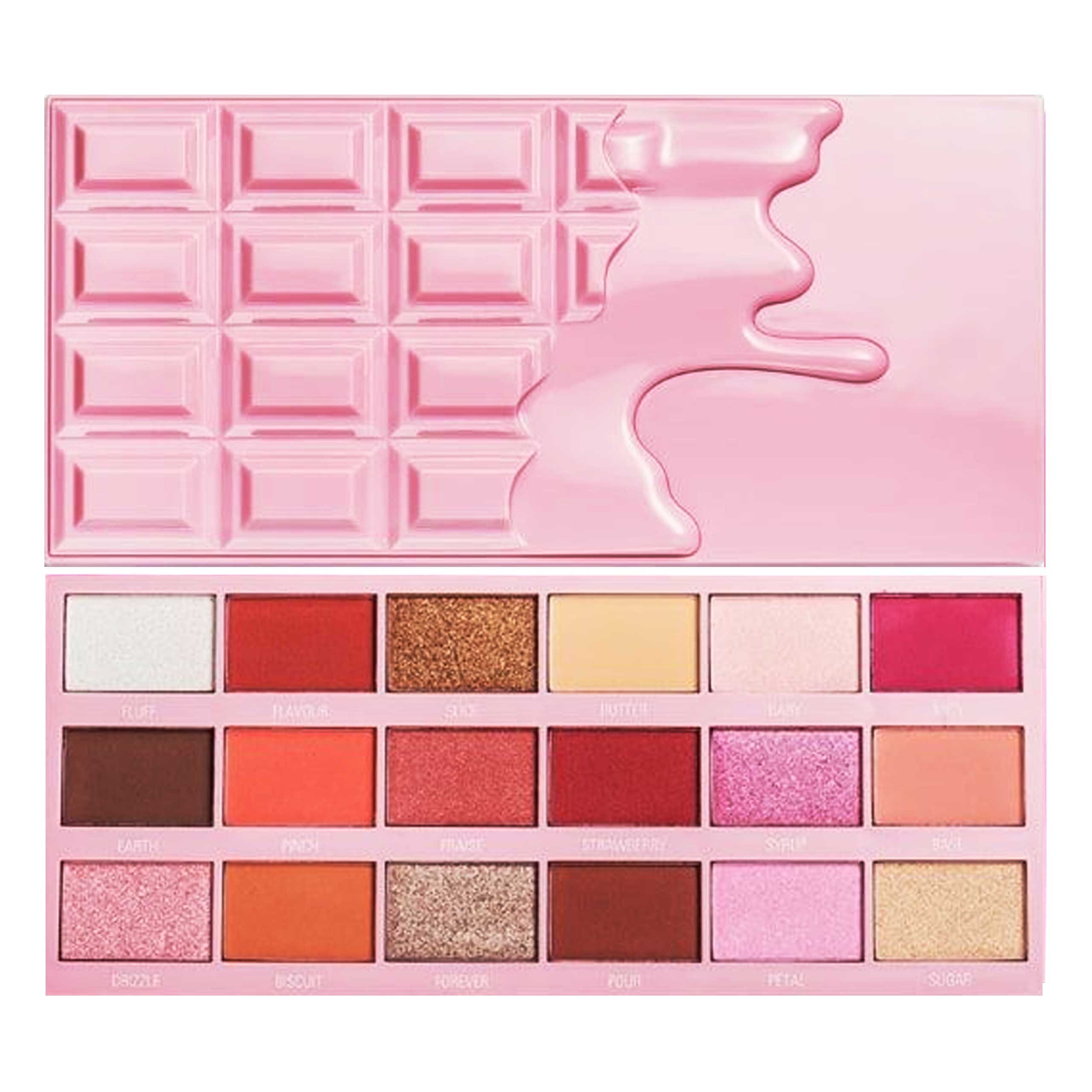 Image of Makeup Revolution Chocolate Strawberry Cheesecake różowa paletka do makijażu 22g