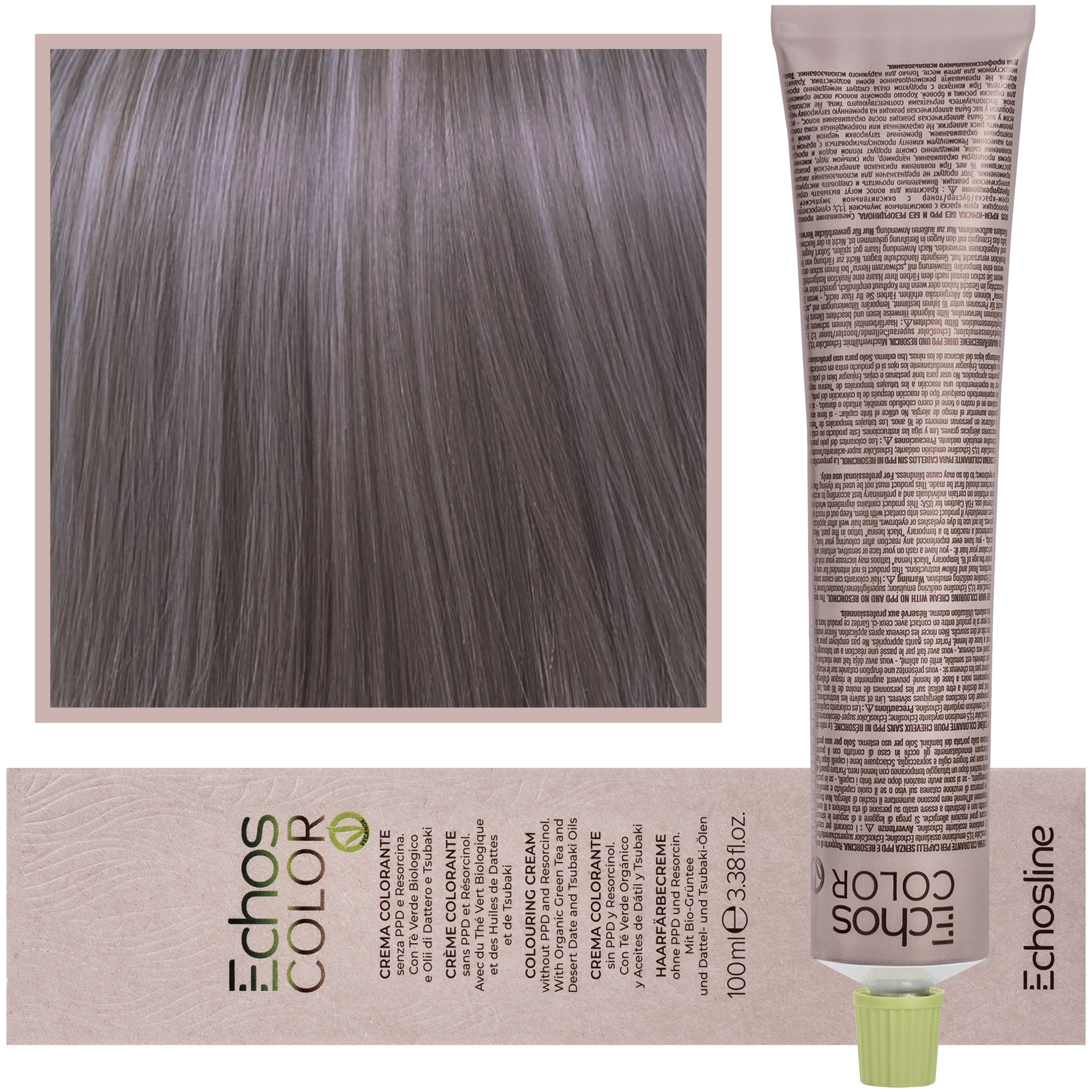 Echosline Echos Color Colouring Cream – wegańska farba do włosów, 100ml 6.12 | Ciemny Blond Popielato-Fioletowy